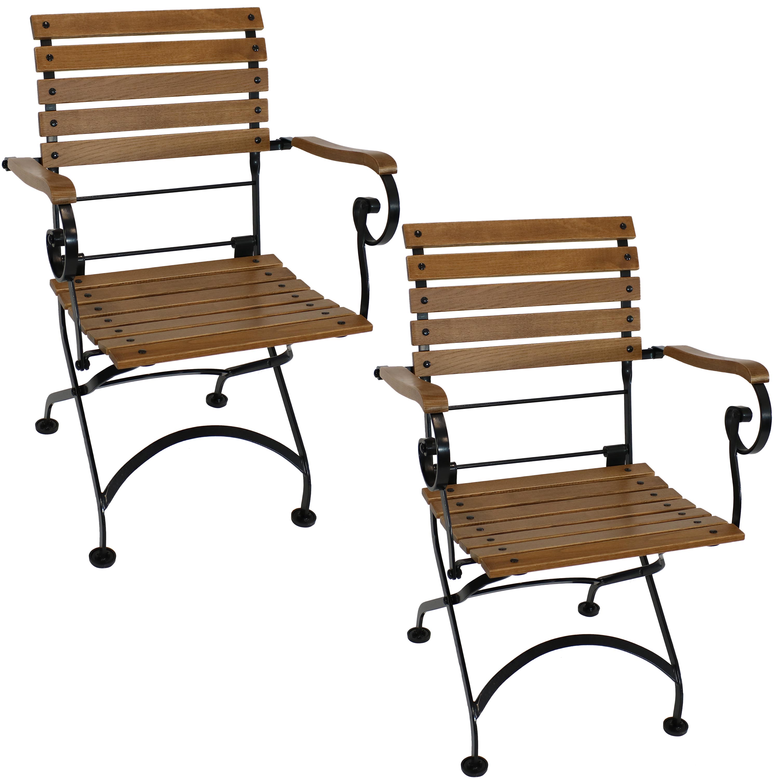 Sunnydaze Deluxe European Chestnut Wooden Folding Bistro Armchair - Set of 2