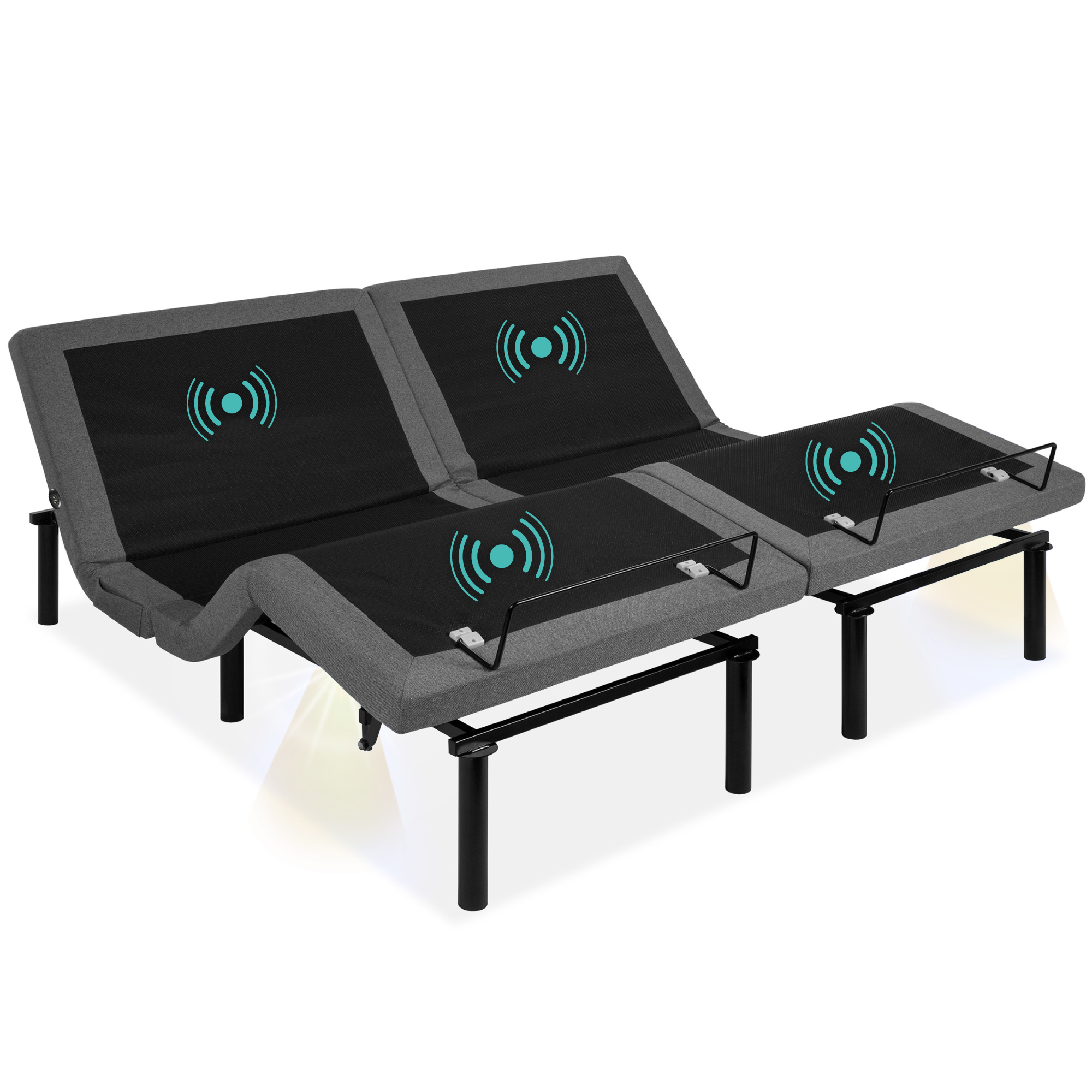 Split King Adjustable Bed Base w/ Massage, Remote Control, USB Ports, For Stress Management - Best Choice Products Online