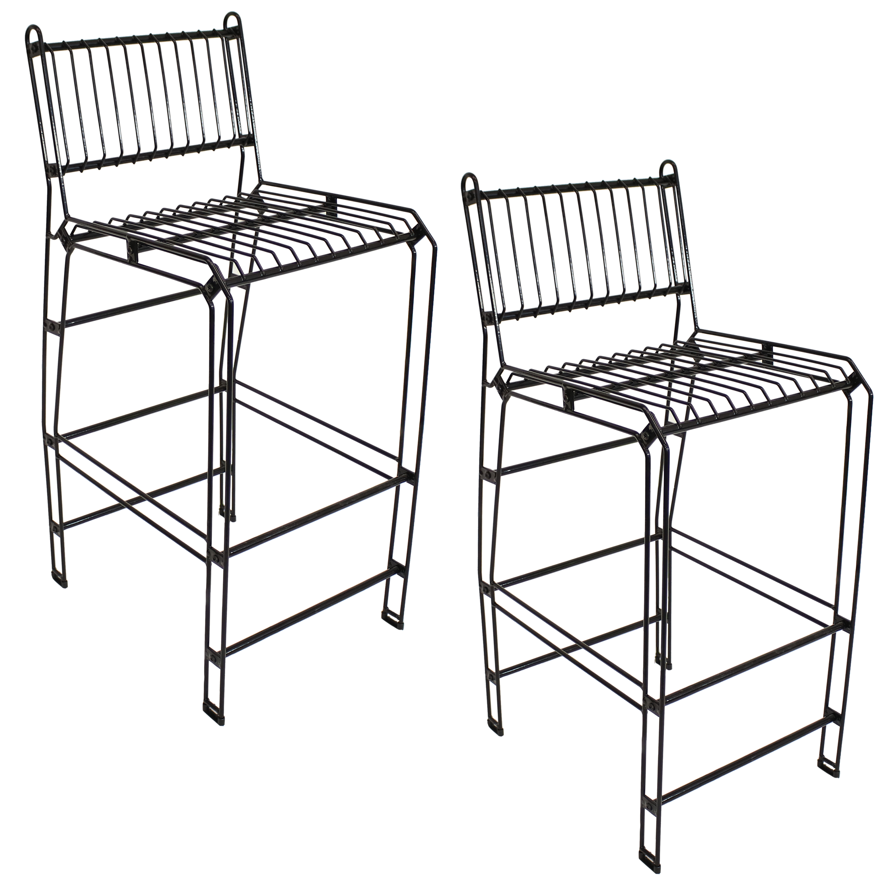 Indoor/Outdoor Steel Wire Bar Chair - Black - 2-Pack