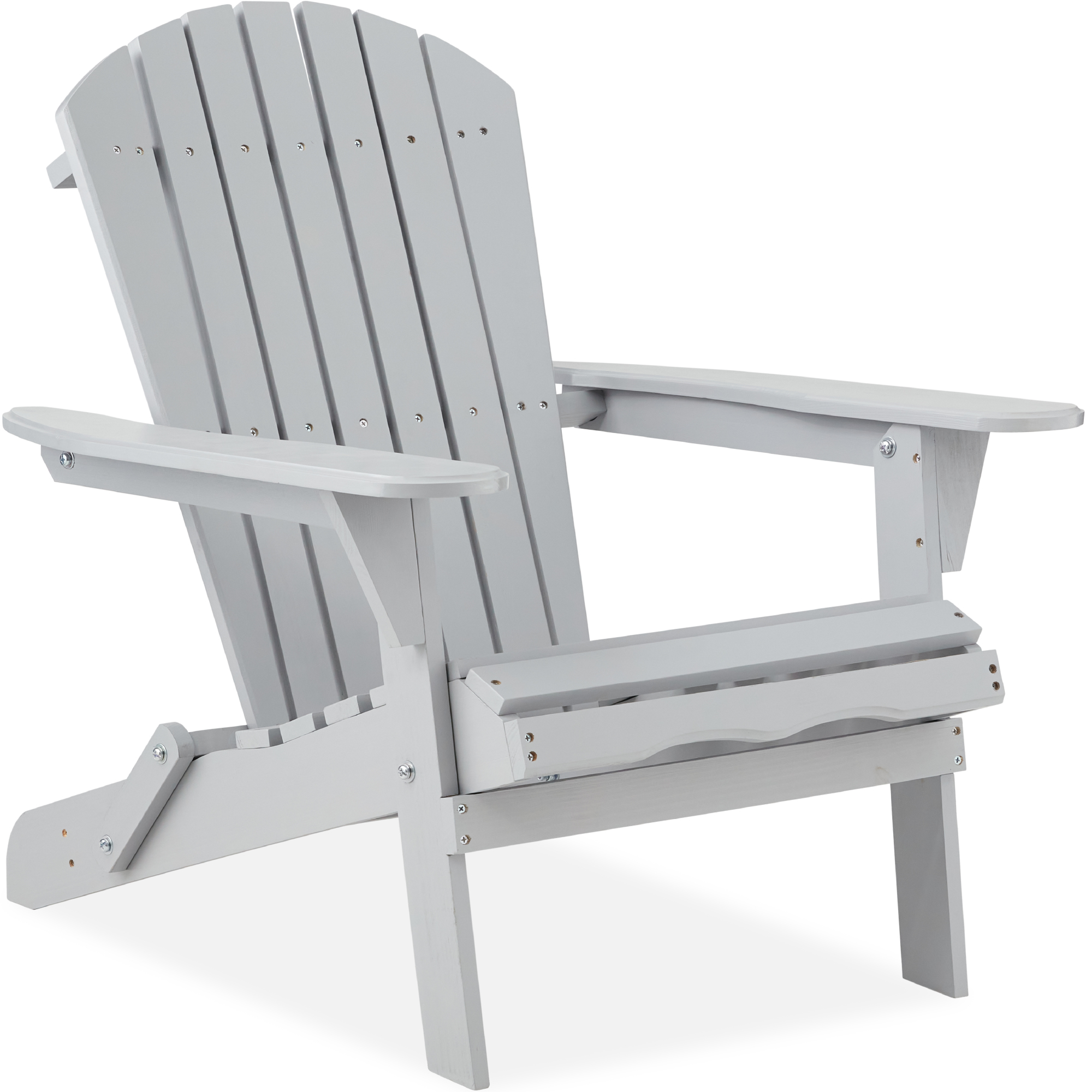Folding Adirondack Chair, Outdoor Wooden Accent Lounge Furniture w/ 350lb Capacity - Gray - Best Choice Products Online