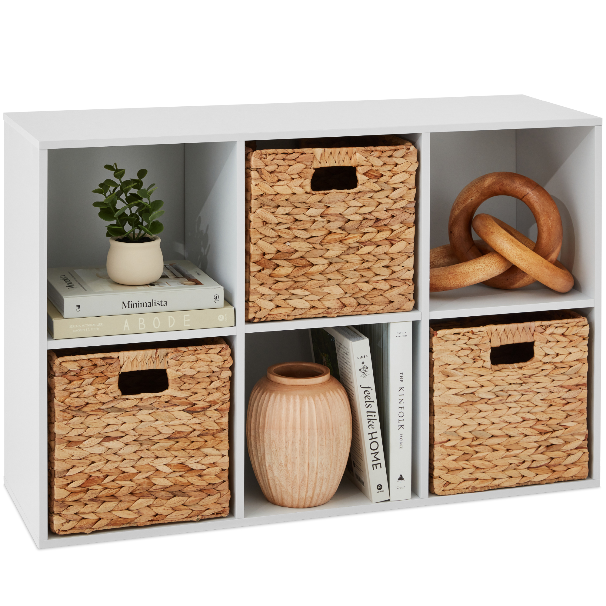 6-Cube Bookshelf, 11in Display Storage System, Organizer w/ Removable Back Panels - White - Best Choice Products Online