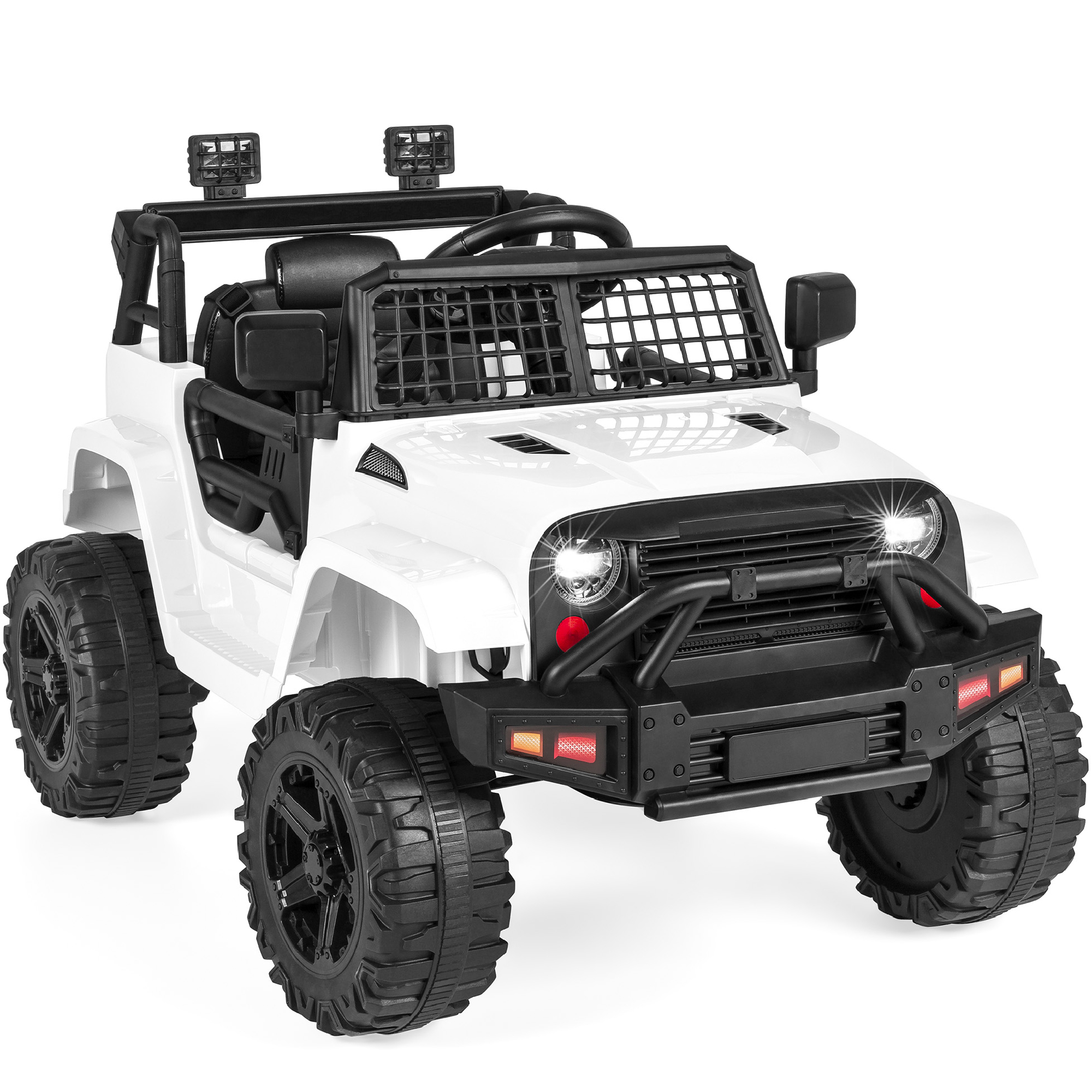 Ride-On Car For Kids w/ Parental Remote Control, 12V Battery Power, Spring Suspension Wheels, LED Lights - White - Best Choice Products
