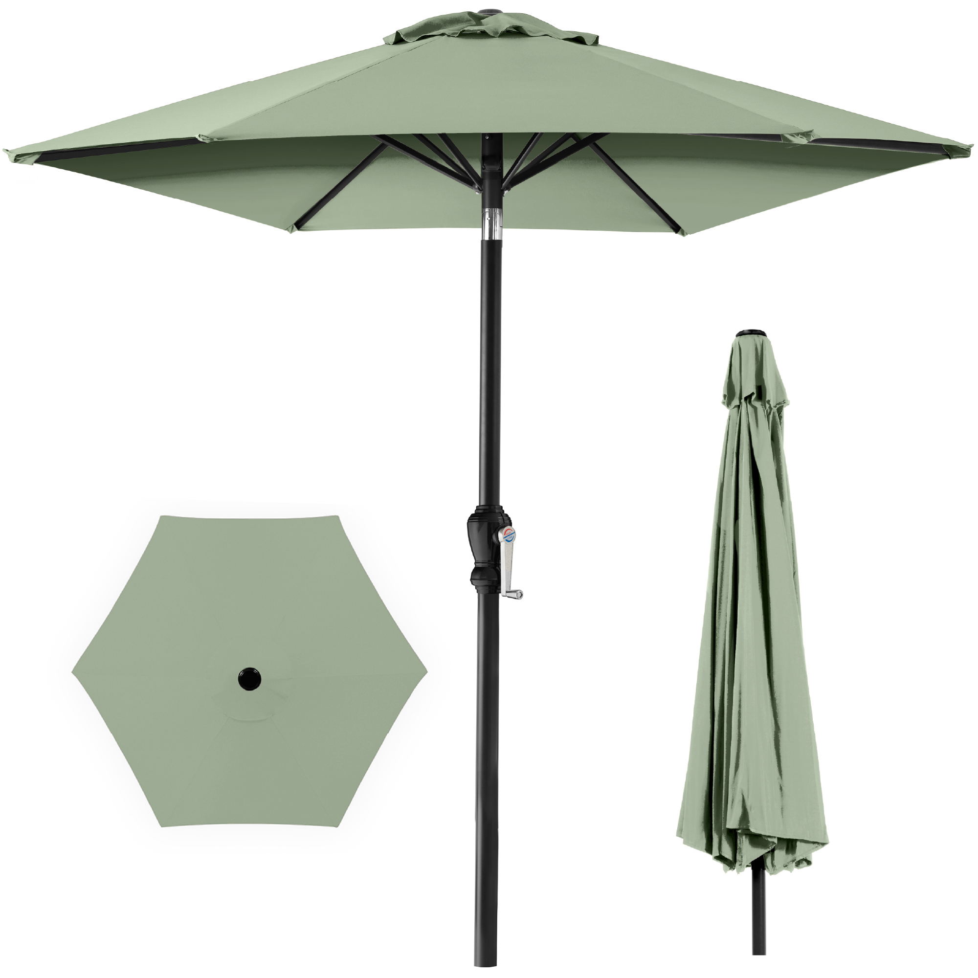 Best Choice Products 10ft Outdoor Steel Market Patio Umbrella w/ Crank, Tilt Push Button, 6 Ribs - Sage Green
