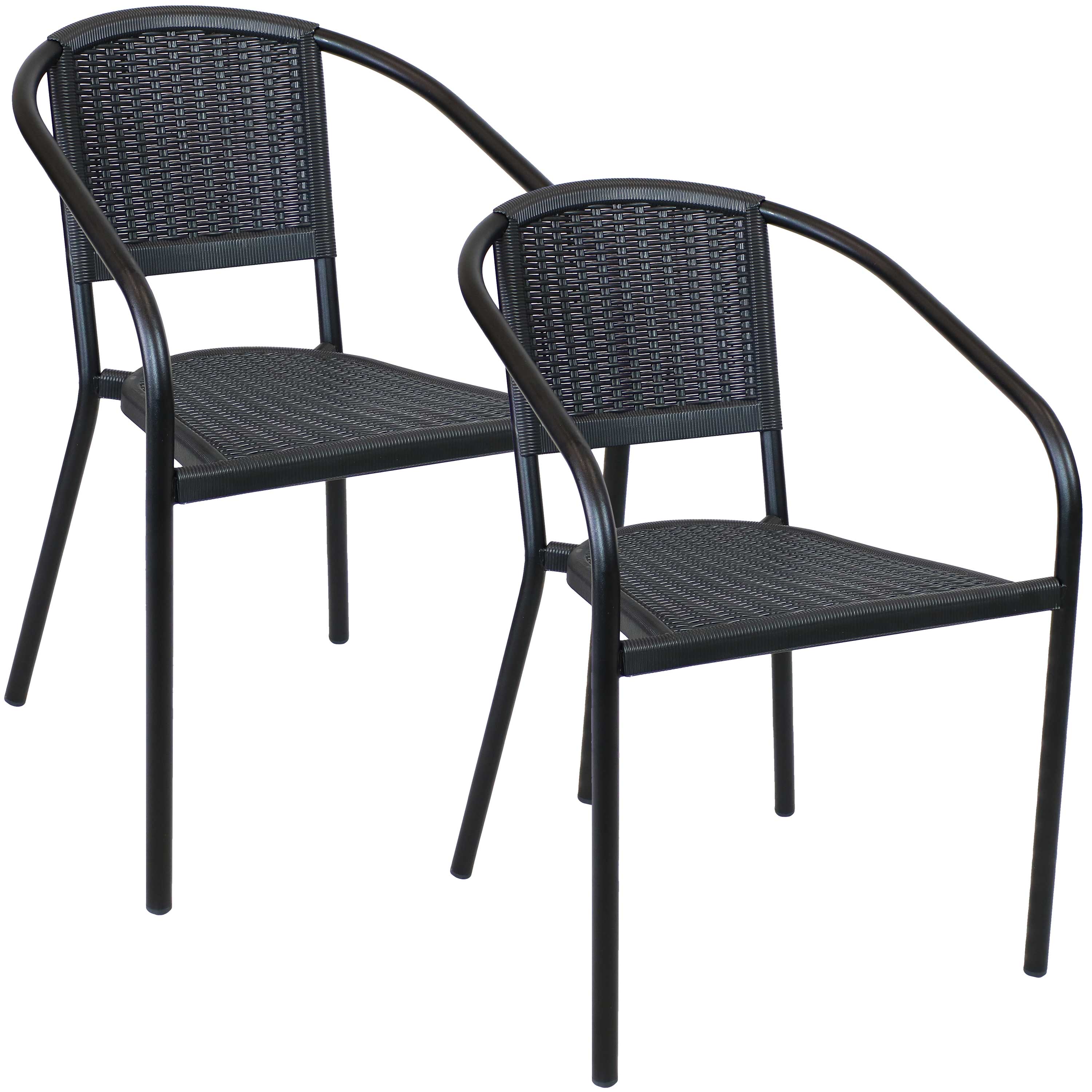 Sunnydaze Aderes Outdoor Arm Chair - Set of 2 - Black