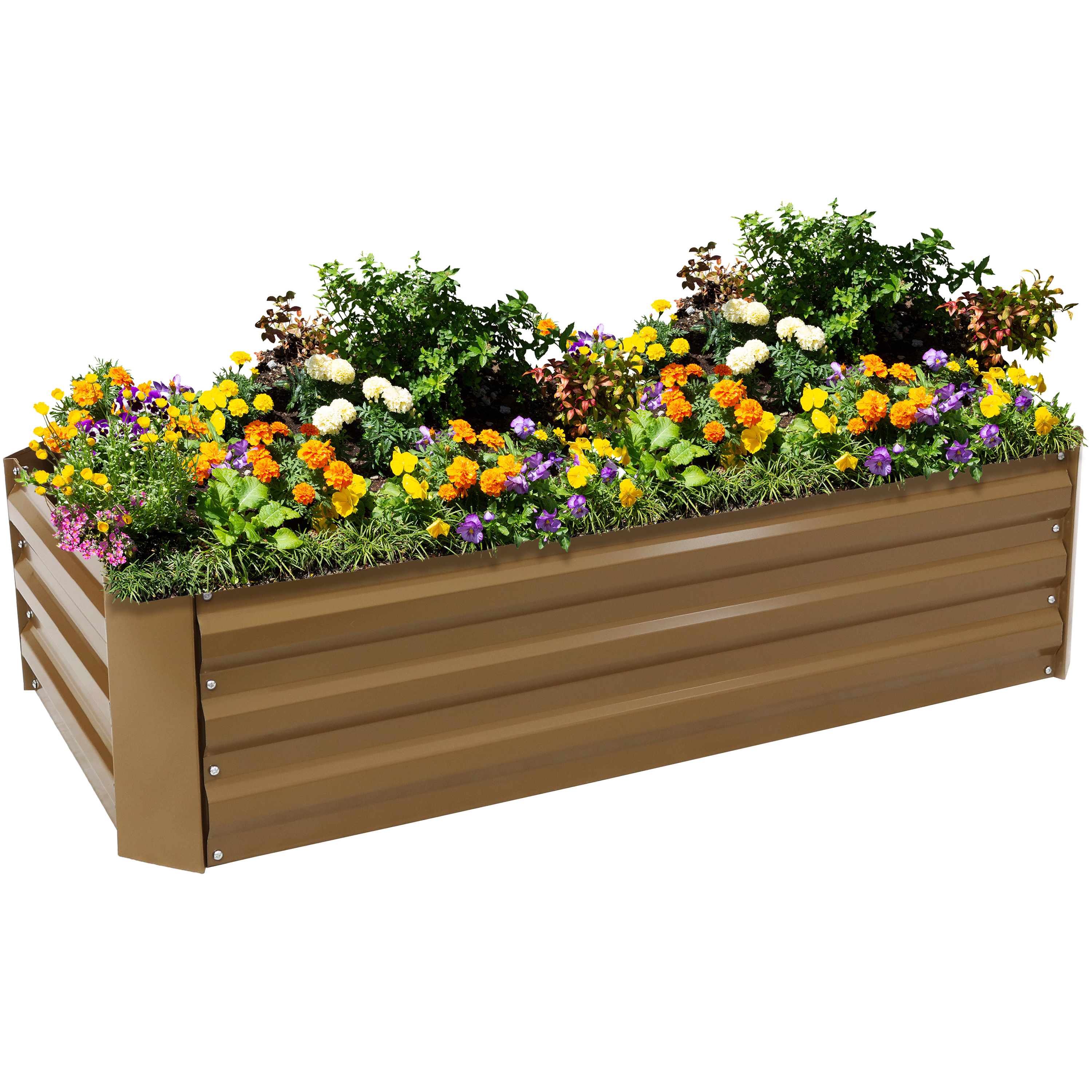 2 Galvanized Steel Raised Beds - 48-Inch Rectangle - Brown