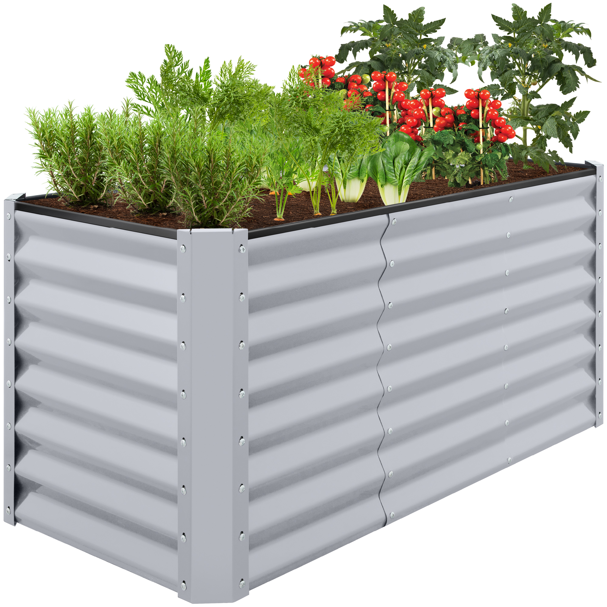4x2x2ft Outdoor Metal Raised Garden Bed, Planter Box for Vegetables, Flowers - Moonlight Gray - Best Choice Products Online