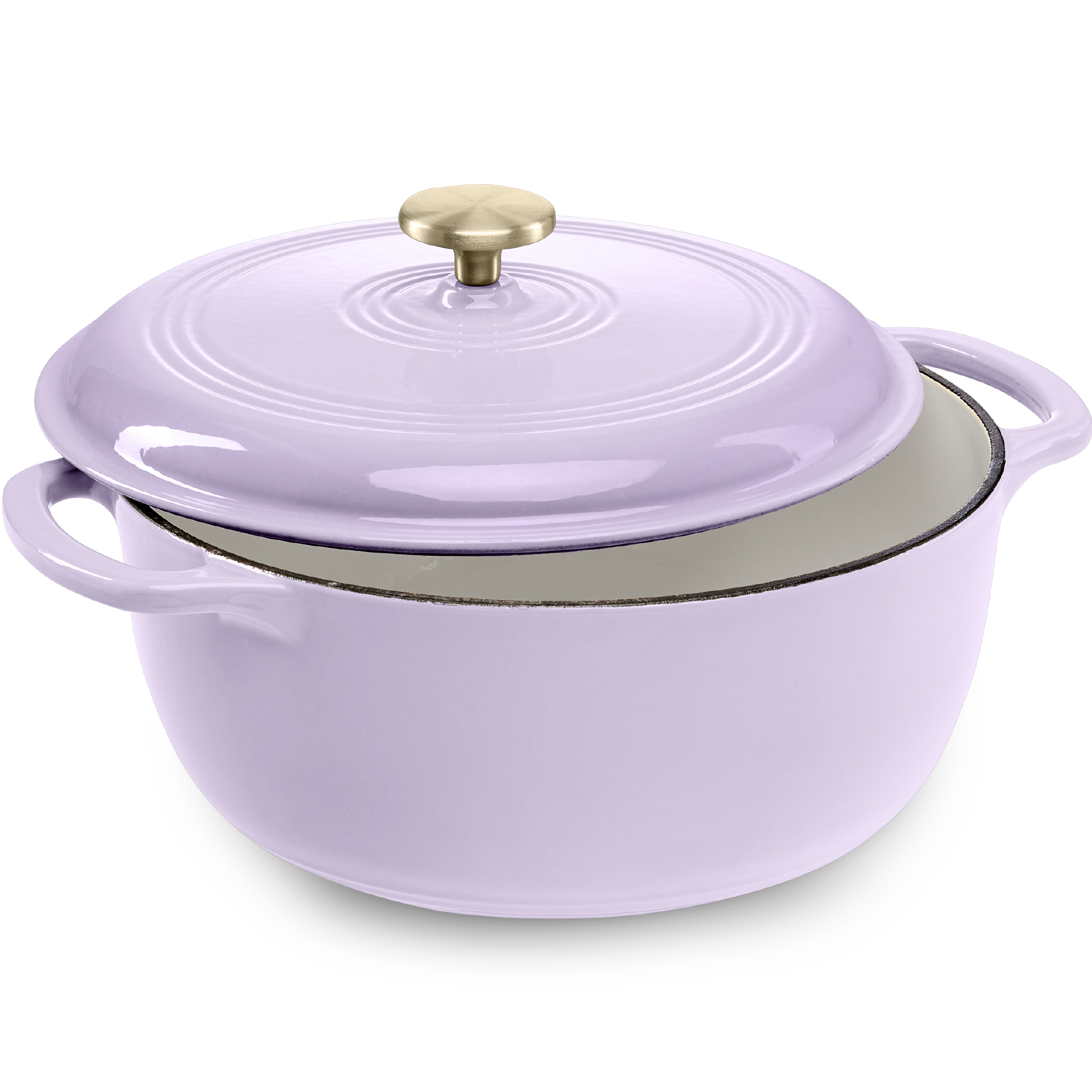 6qt Cast-Iron Dutch Oven, Heavy-Duty Kitchenware w/ Enamel, Side Handles - Lavender Mist - Best Choice Products Online