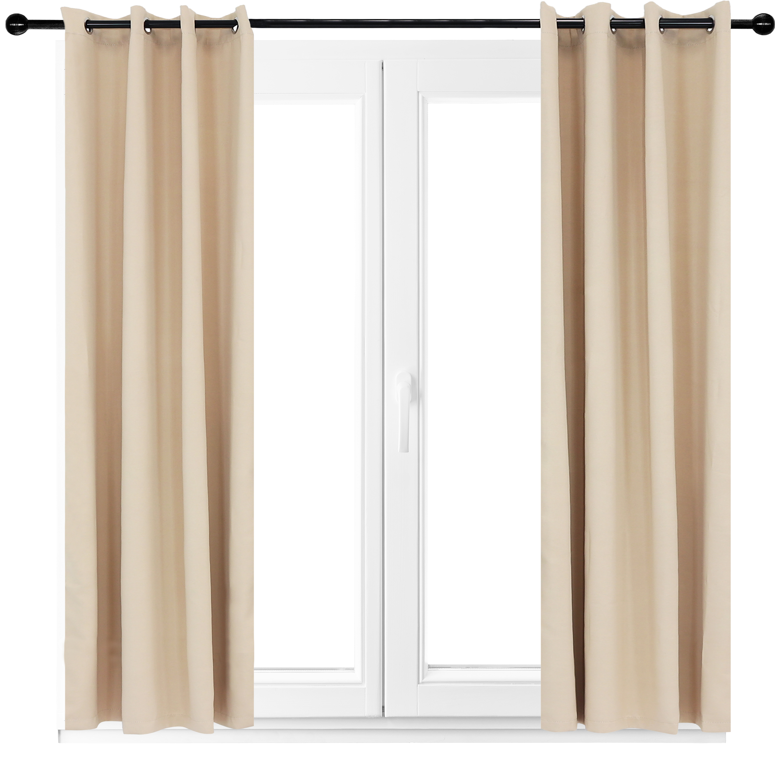 2 Indoor/Outdoor Blackout Curtain Panels with Grommet Top - 52 x 108 in (1.32 x 2.74 m)  - Beige