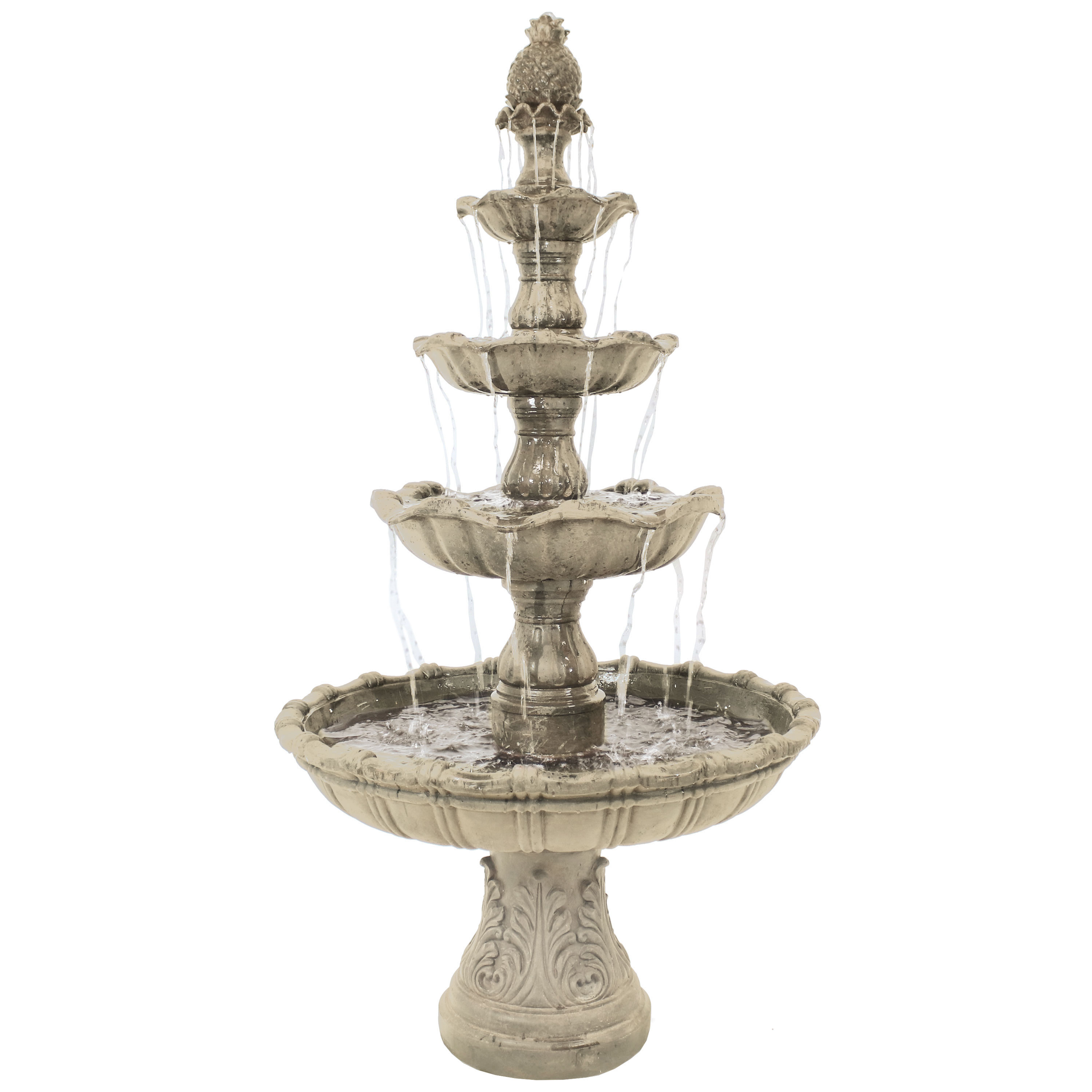 Sunnydaze 4-Tier Grand Courtyard Water Fountain - Earth Finish - 80-Inch