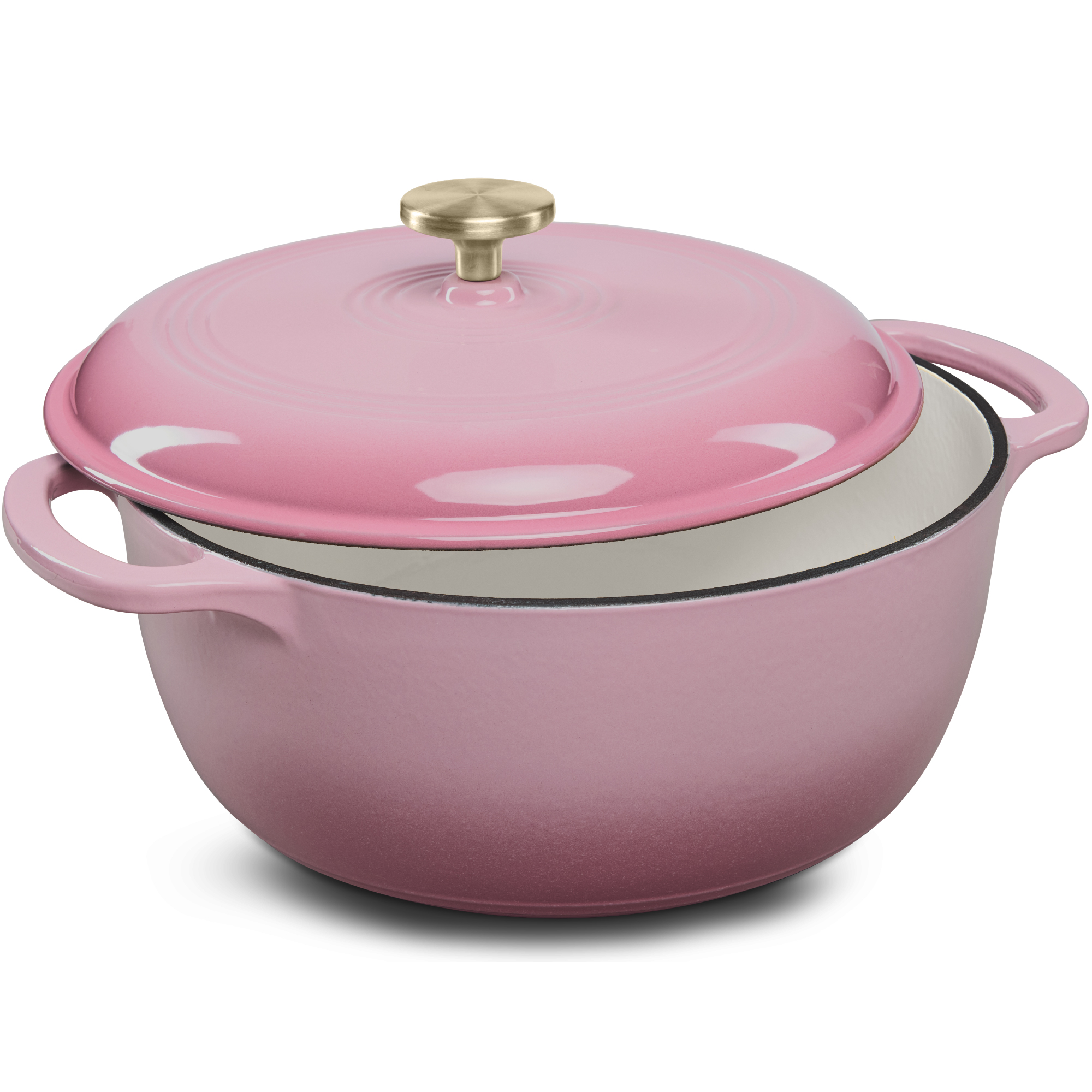 7.5qt Enamel Cast-Iron Dutch Oven, Heavy-Duty Cookware w/ Dual Handles - Pink Champagne - Best Choice Products Online