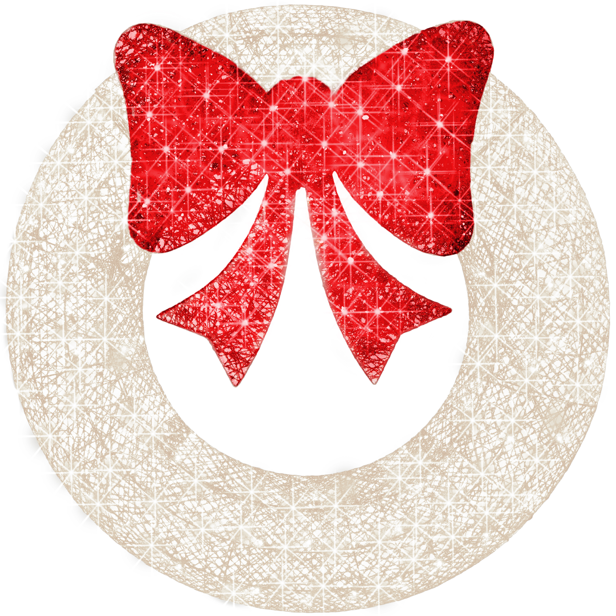 30in Pre-Lit Outdoor Christmas Wreath, LED Metal Holiday Décor w/ 100 Lights, Bow - White/Red - Best Choice Products Online