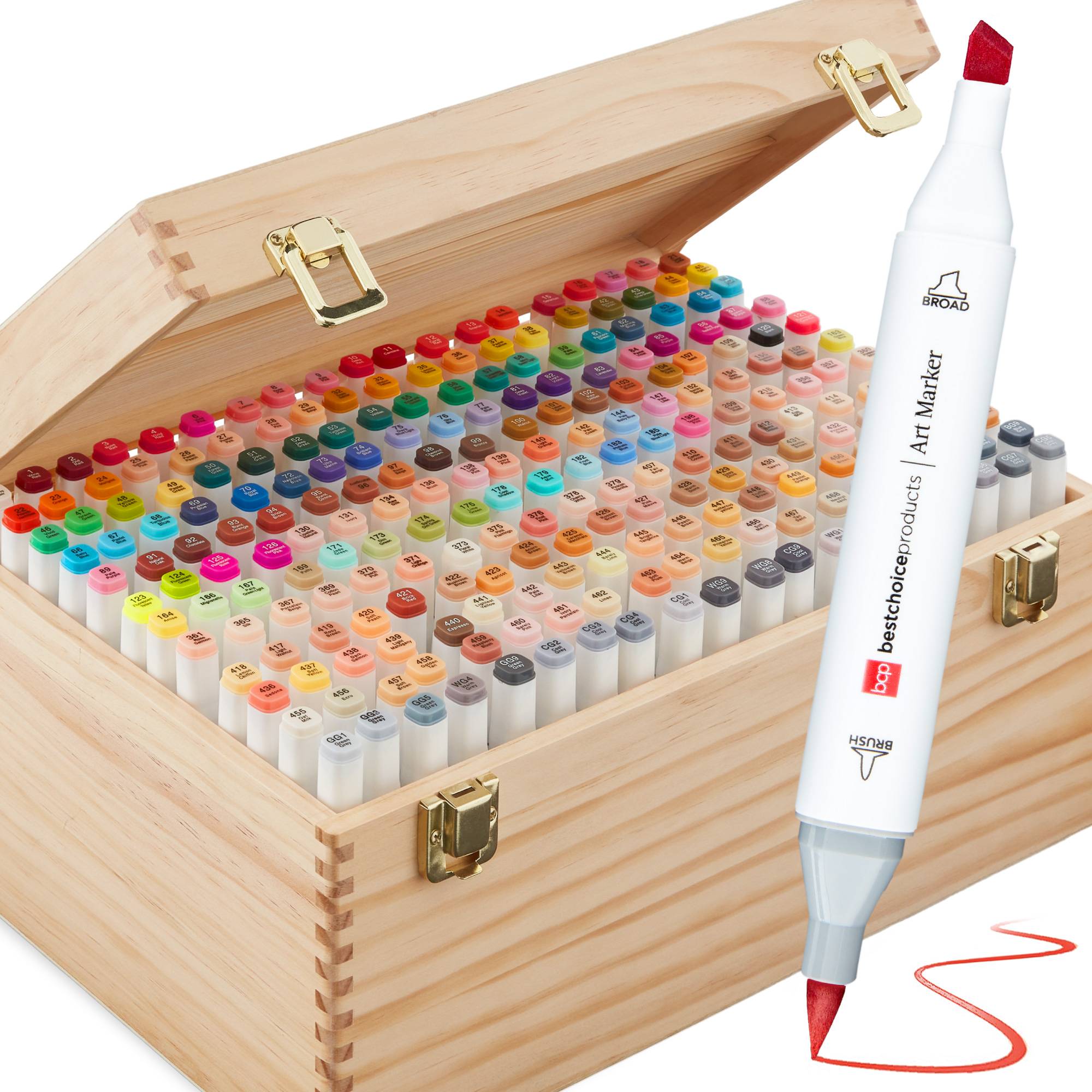 Alcohol-Based Markers, Dual-Tipped Pens w/ Brush & Chisel Tip, Natural Color Carrying Case - 228ct - Best Choice Products Online