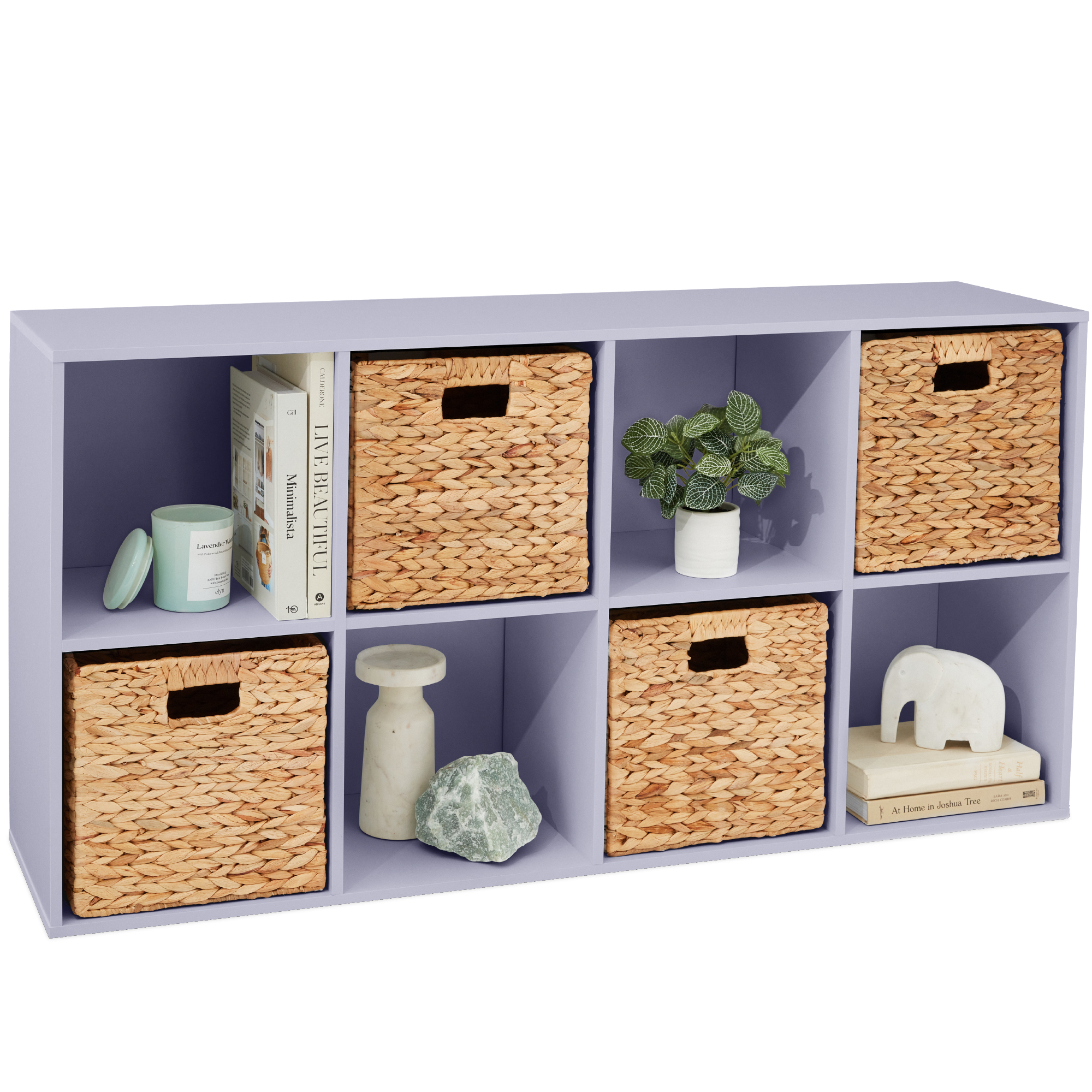8-Cube Bookshelf, 13.5in Display Storage System, Organizer w/ Removable Back Panels - Lavender - Best Choice Products Online