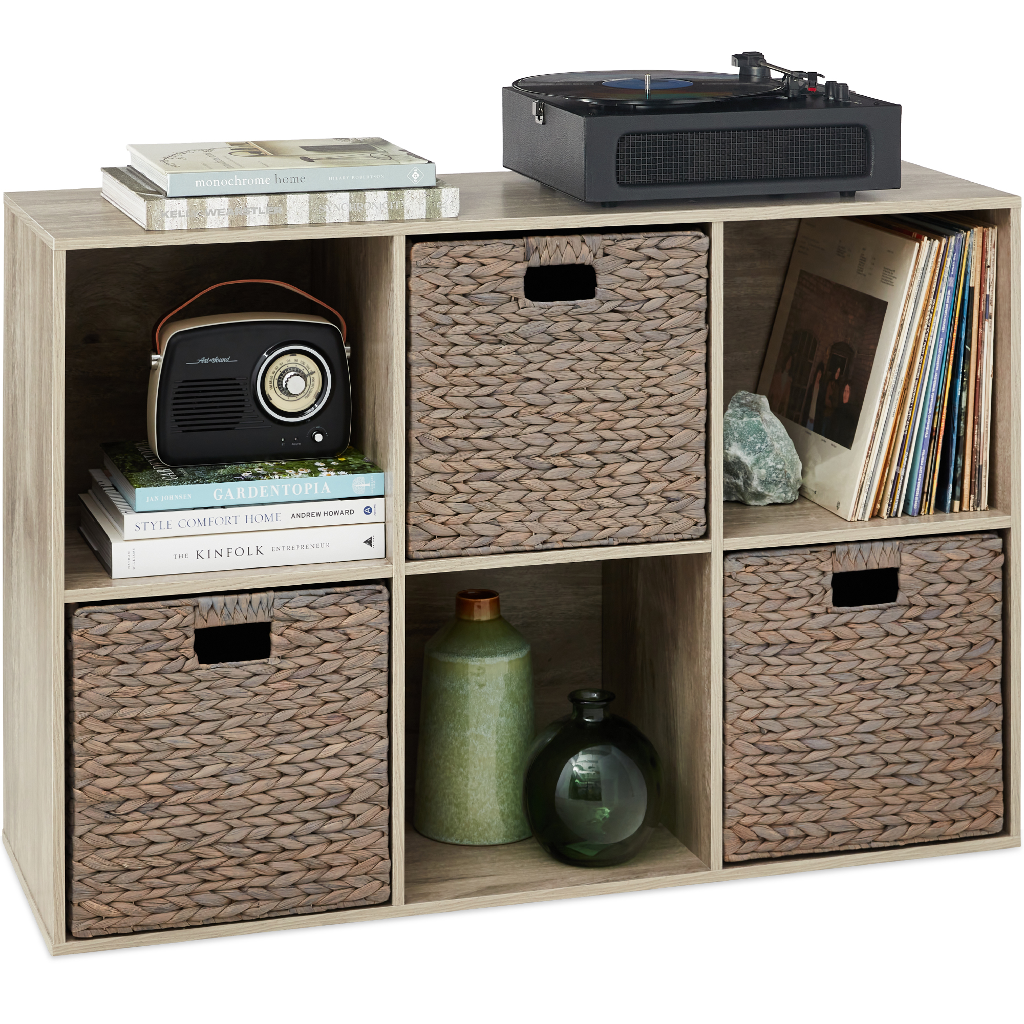 6-Cube Bookshelf, 13.5in Display Storage System, Organizer w/ Removable Back Panels - Greige - Best Choice Products Online