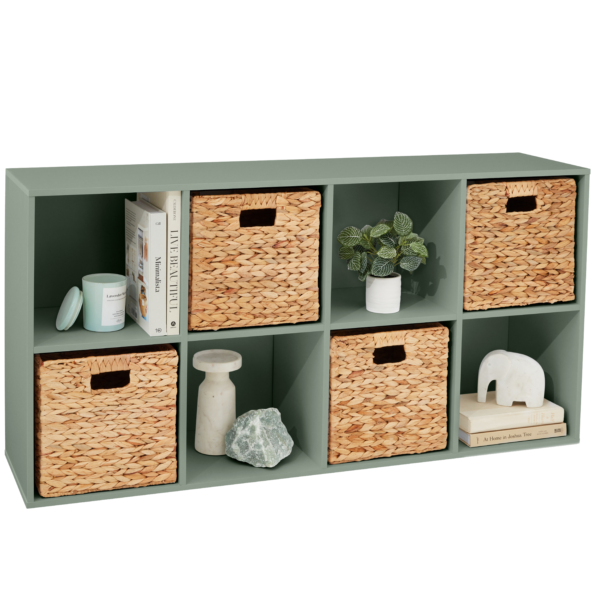 8-Cube Bookshelf, 11in Display Storage System, Organizer w/ Removable Back Panels - Sage - Best Choice Products Online