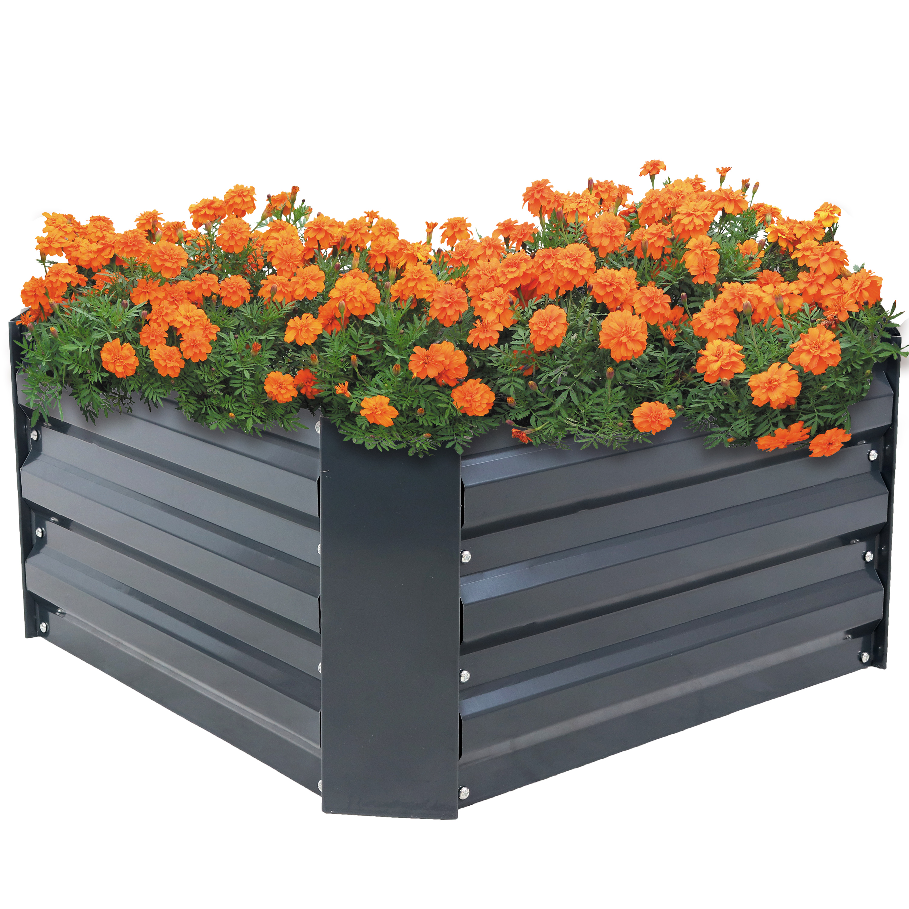 Sunnydaze Galvanized Steel Raised Bed - 24-Inch Square - Dark Gray