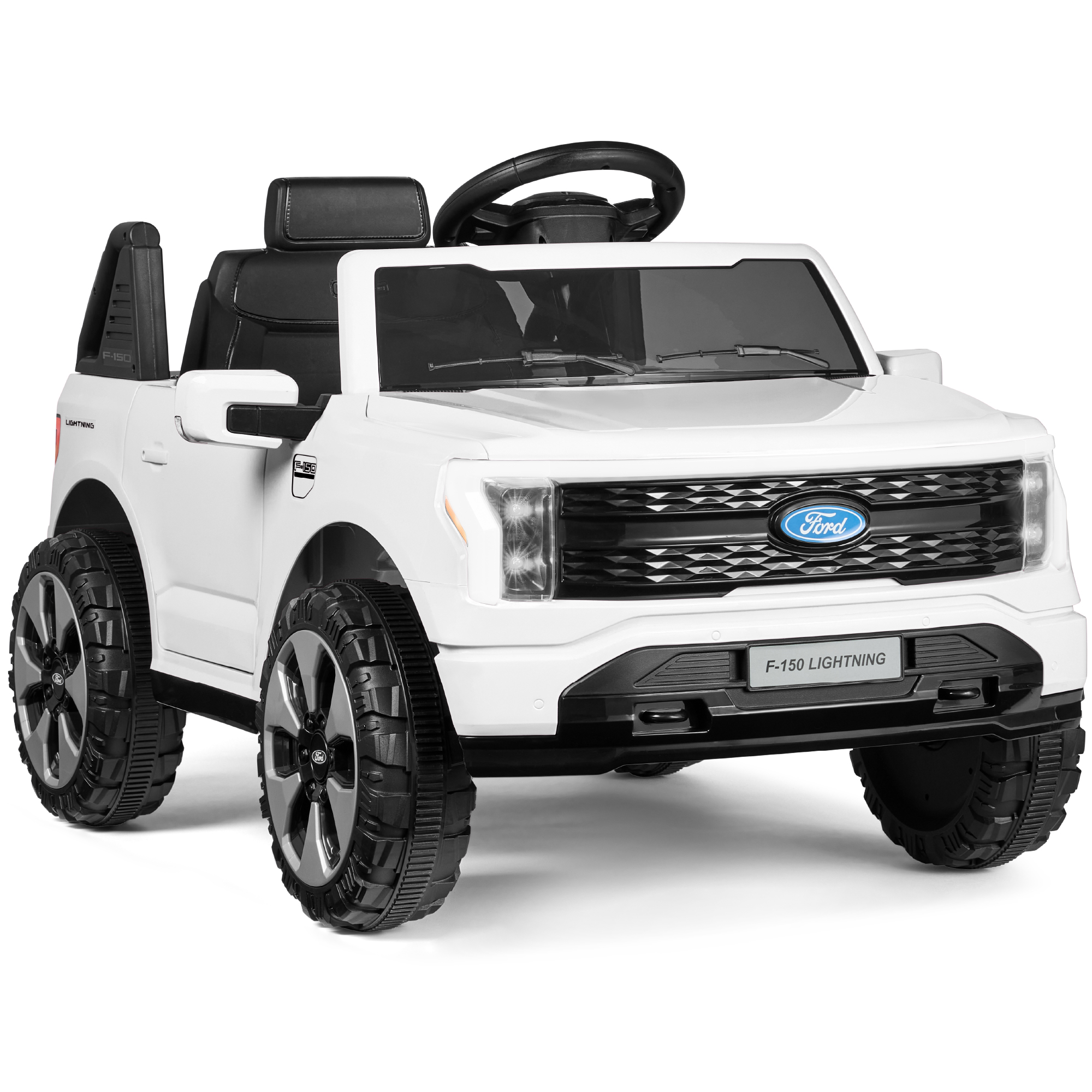 Kids 12V Ride On Car Officially Licensed Ford Lightning Truck w/ Remote, LED Lights - White - Best Choice Products Online