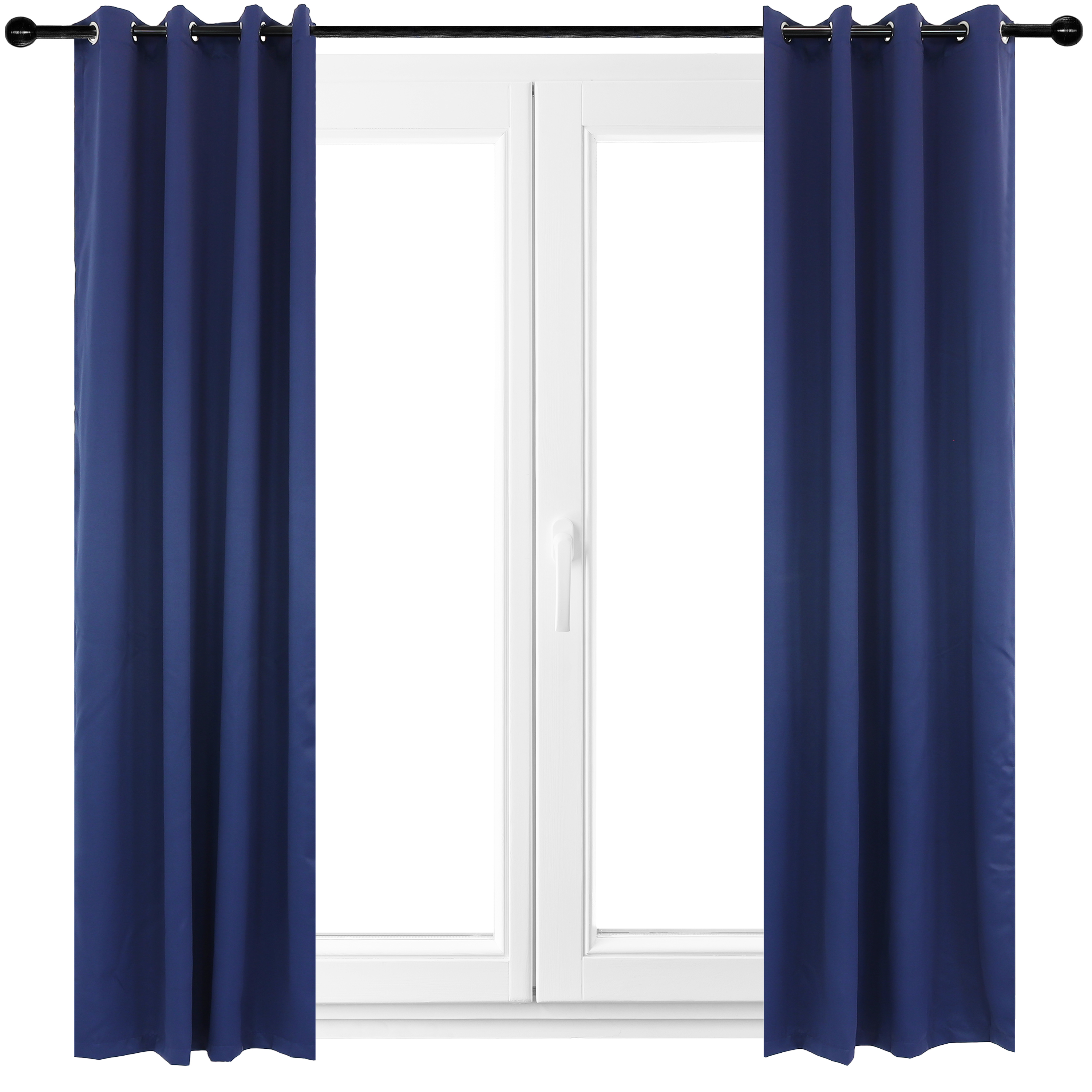 2 Indoor/Outdoor Blackout Curtain Panels with Grommet Top - 52 x 120  in (1.32 x 3 m)  - Blue