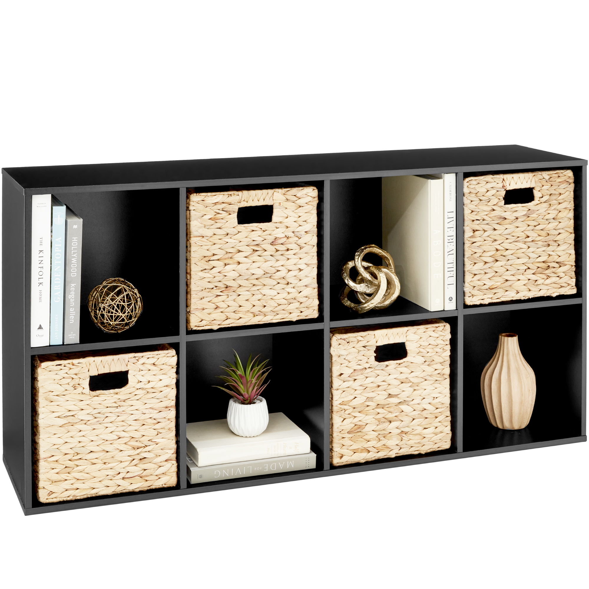 8-Cube Bookshelf, 13.5in Display Storage System, Organizer w/ Removable Back Panels - Black - Best Choice Products Online