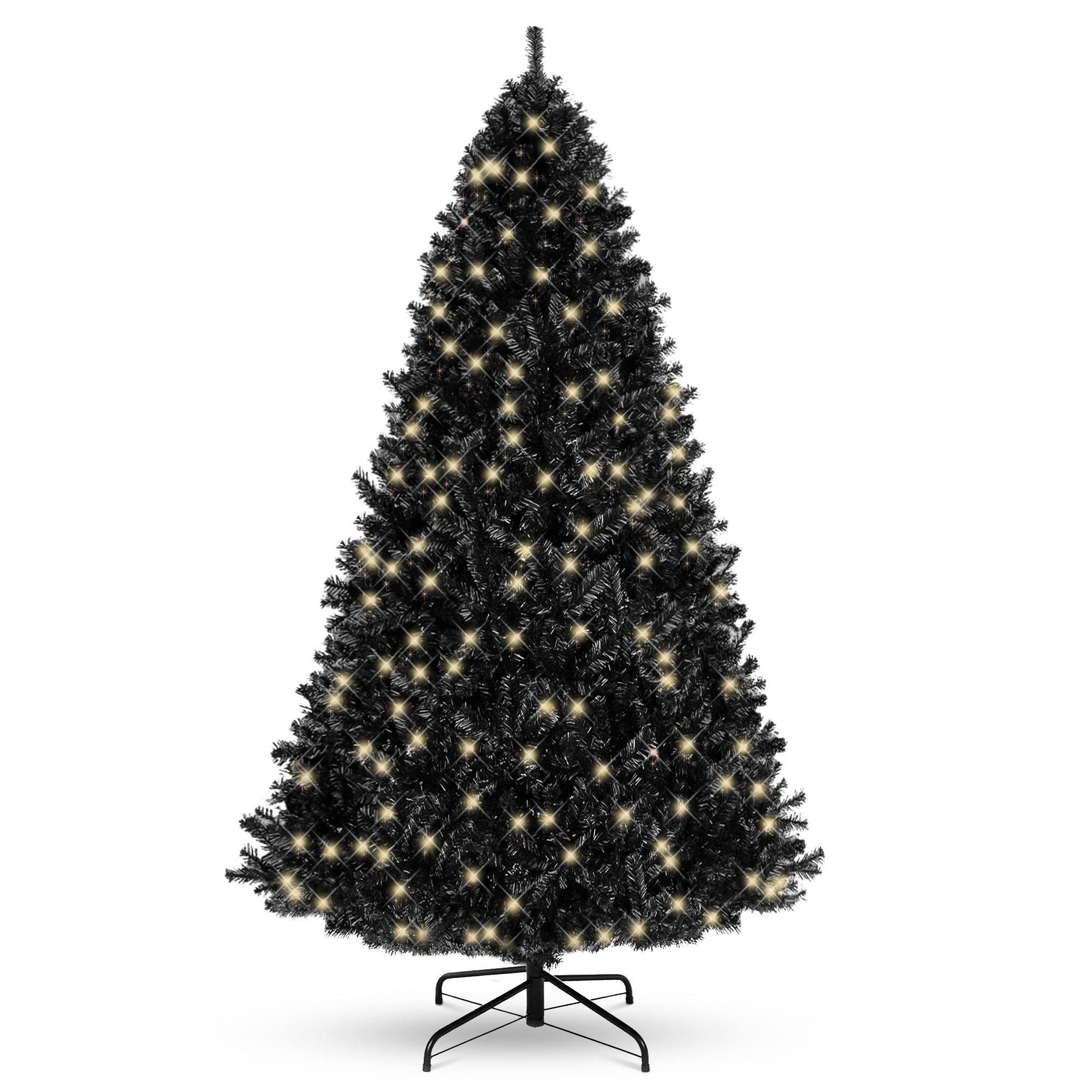 12ft Black Pre-Lit Artificial Christmas Tree Holiday Decoration w/ 3,272 Branch Tips, 1100 Lights - Best Choice Products Online