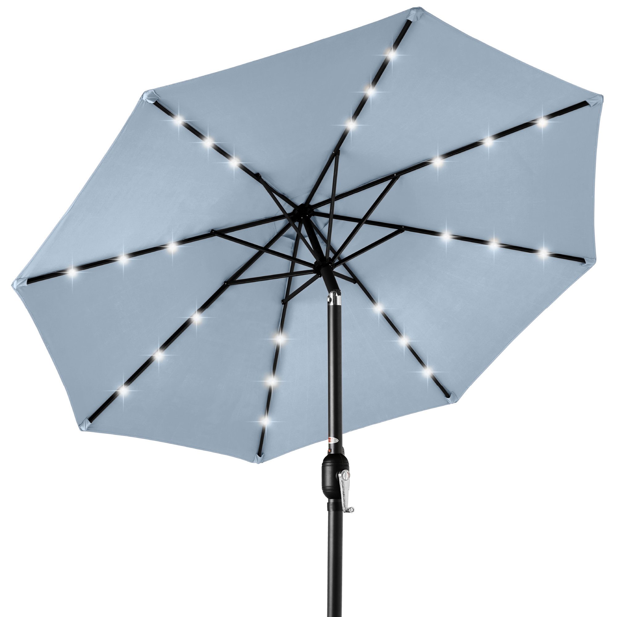 10ft Solar LED Lighted Patio Umbrella w/ Tilt Adjustment, UV-Resistant Fabric - Breeze Blue - Best Choice Products Online