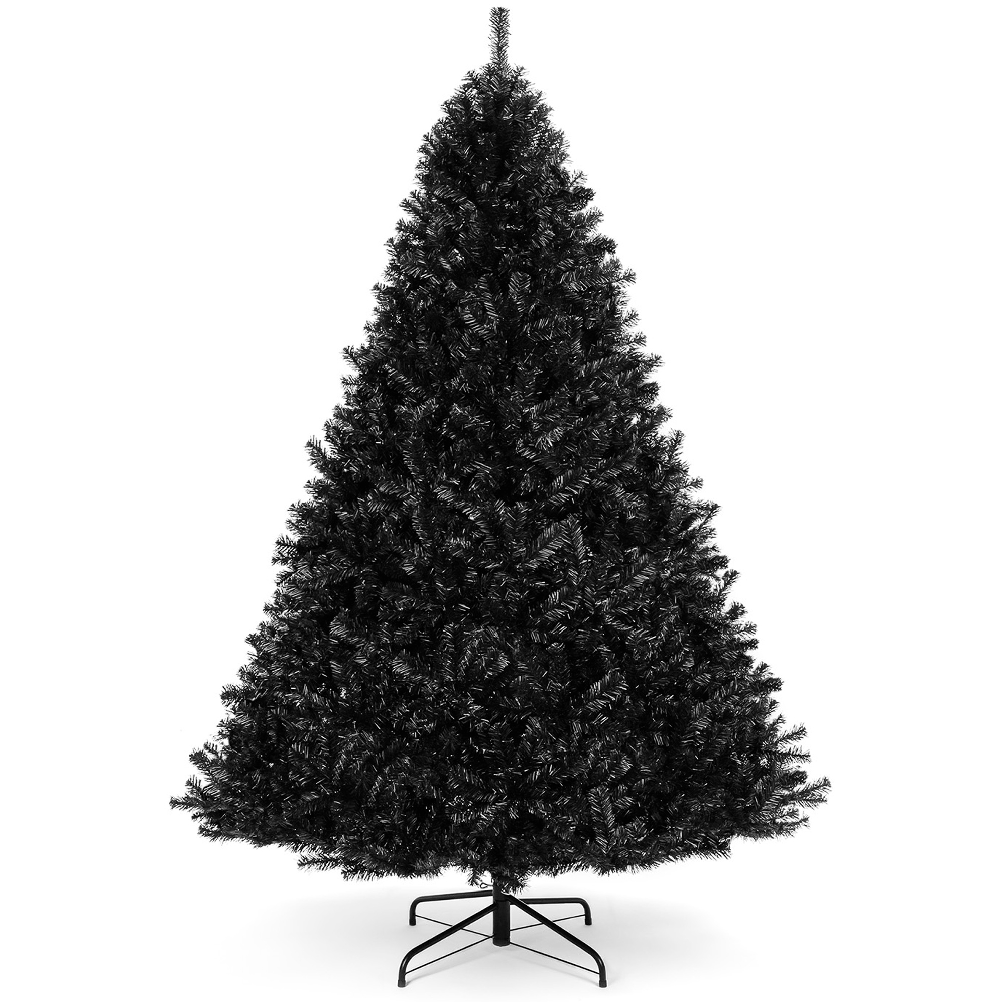 Full Black Christmas Tree Holiday Decoration w/ 947 Branch Tips, Foldable Base - 6ft - Best Choice Products Online