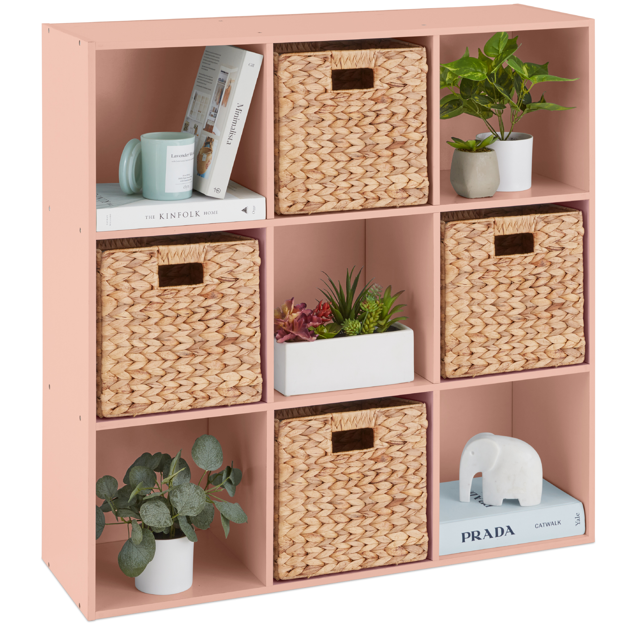 9-Cube Bookshelf, Display Storage System, Organizer w/ Removable Back Panels - Light Pink - Best Choice Products Online