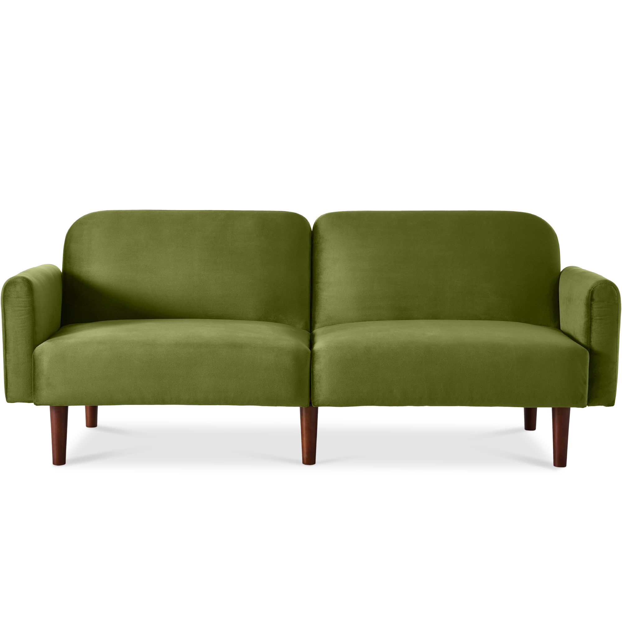 Curved Convertible Futon, Velvet Fabric Split-Back Sleeper Bed - Olive Green - Best Choice Products Online