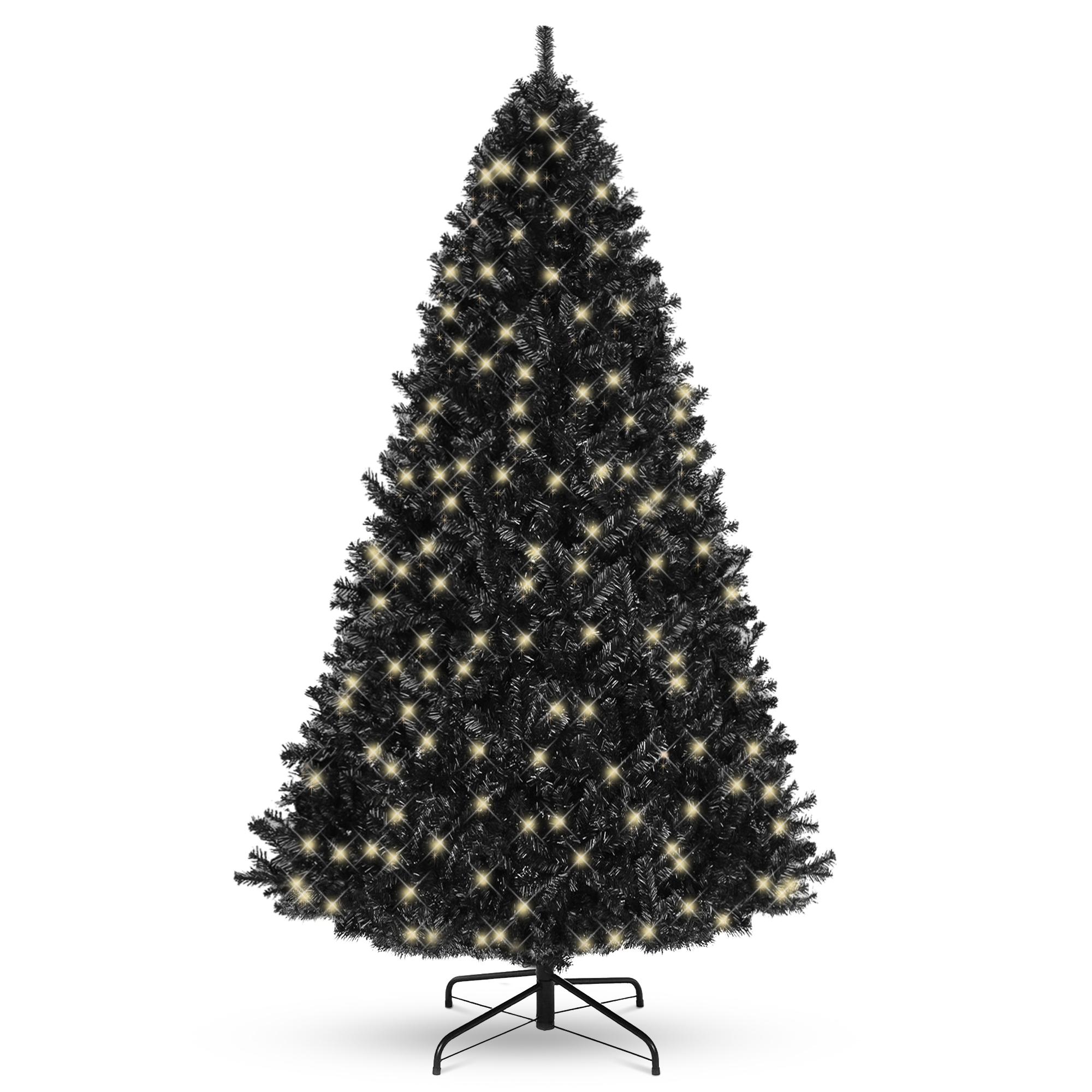 6ft Black Pre-Lit Artificial Christmas Tree Holiday Decoration w/ 947 Branch Tips, 250 Lights - Best Choice Products Online