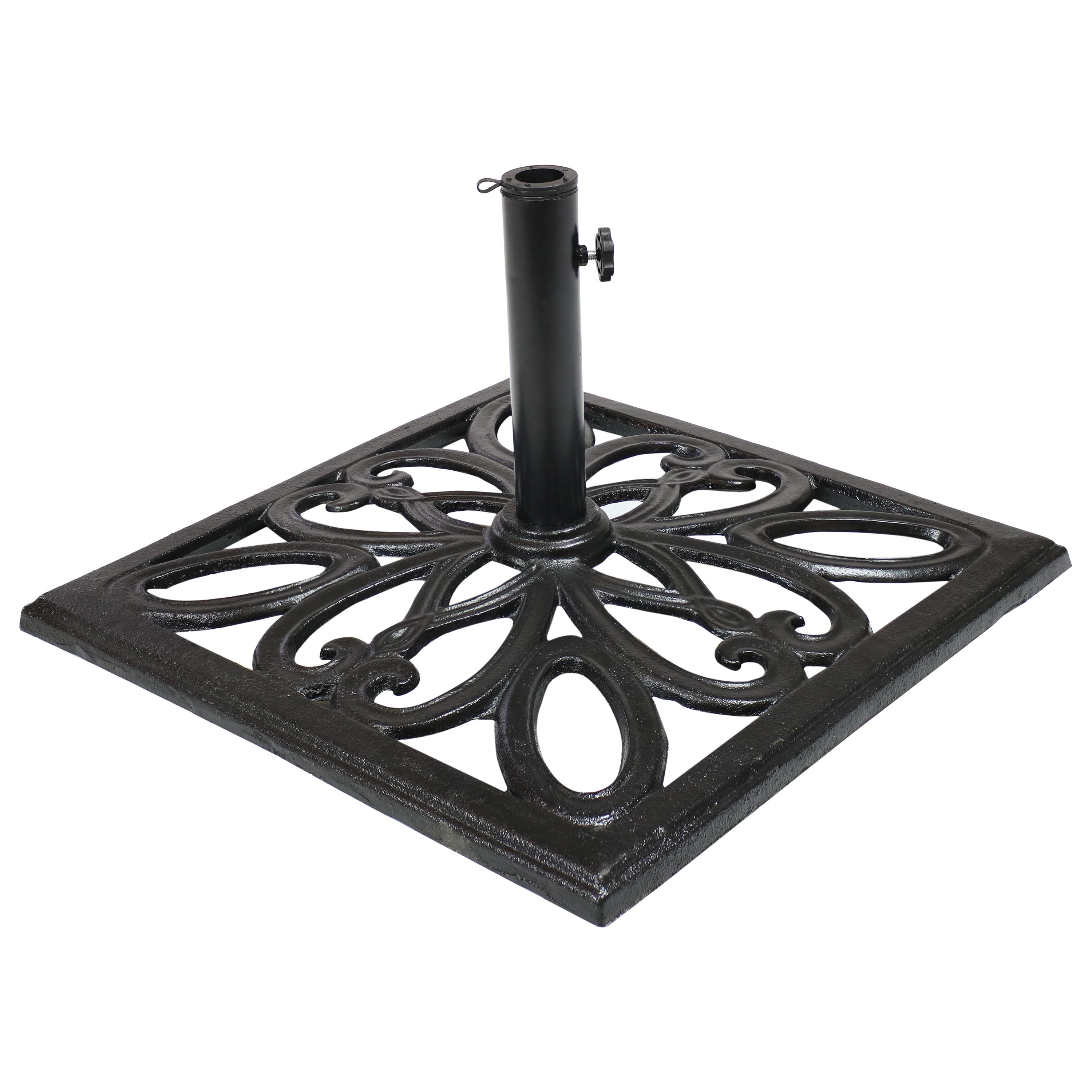 Sunnydaze Cast Iron Heavy Duty Imperial Black Geometric Umbrella Base - 22-Inch