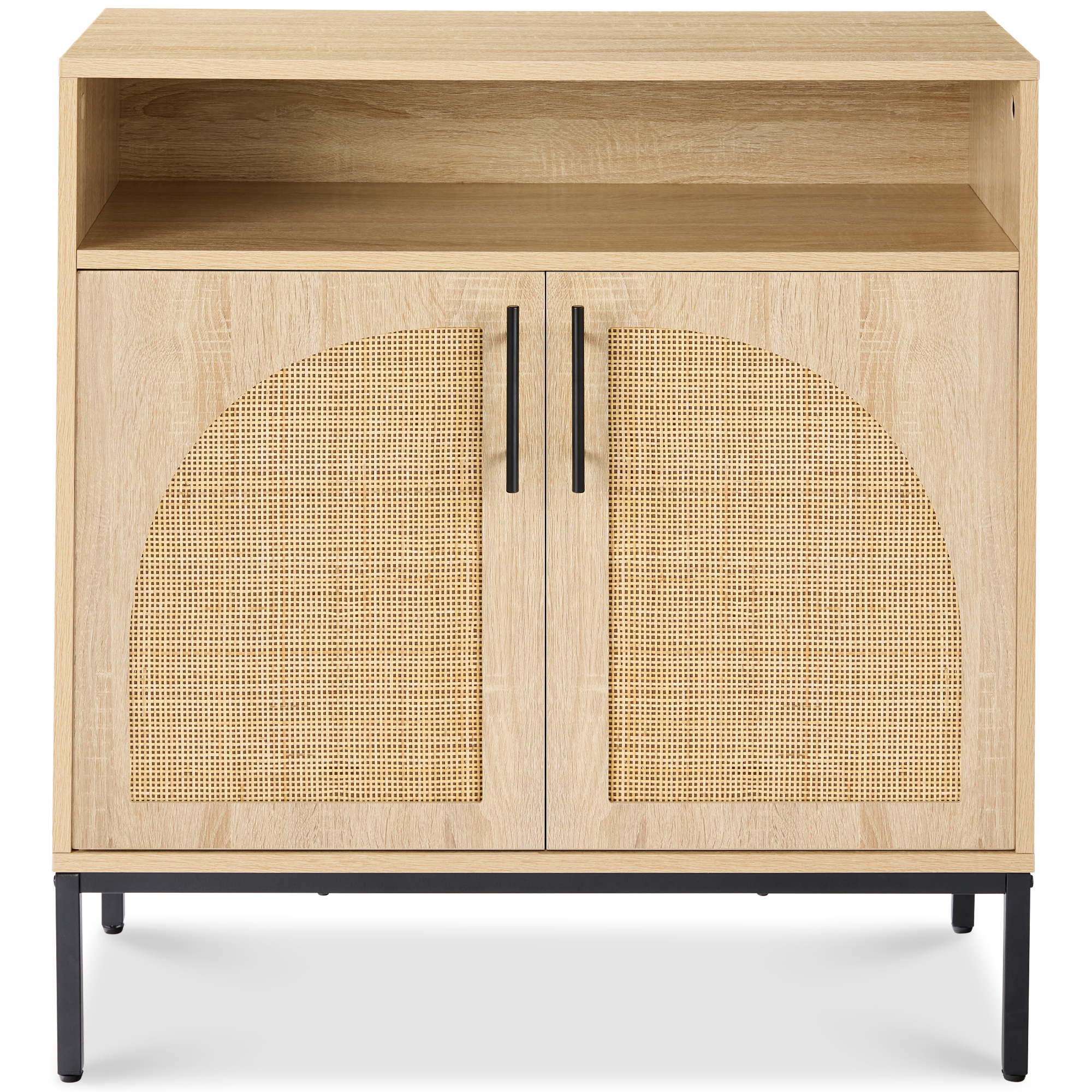 Arched 2-Door Rattan Cabinet, Sideboard, Buffet, w/ Cord Cutout, Adjustable Storage Shelf - Natural - Best Choice Products Online