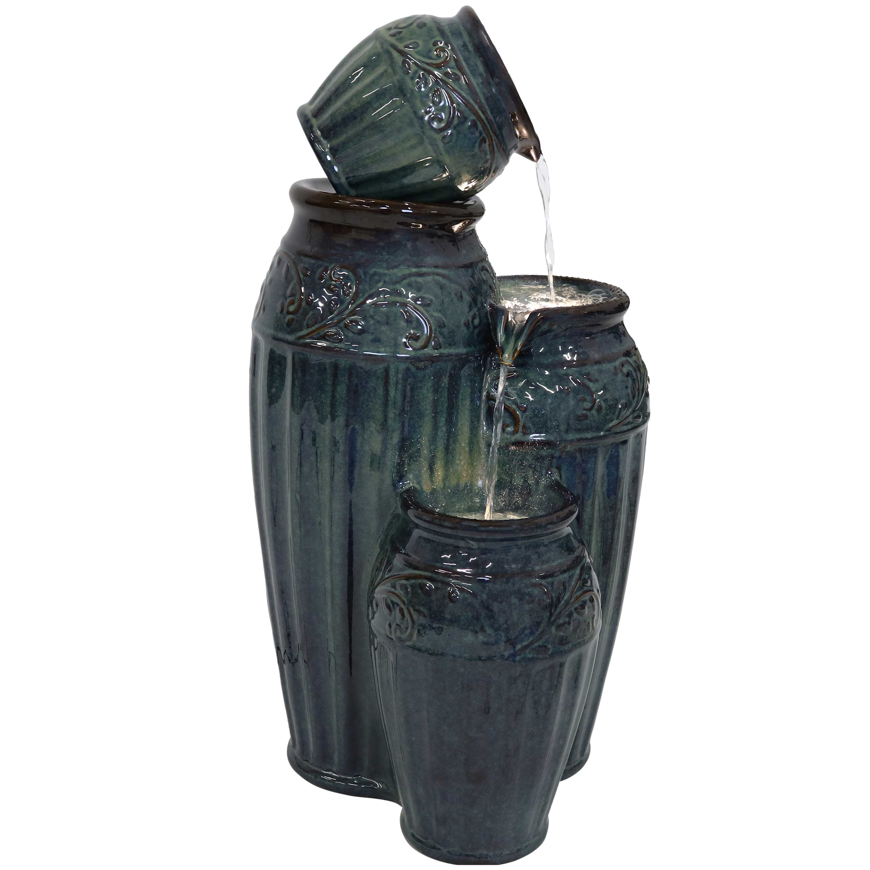 Sunnydaze Tour de Vase Ceramic Outdoor Water Fountain - 27-Inch