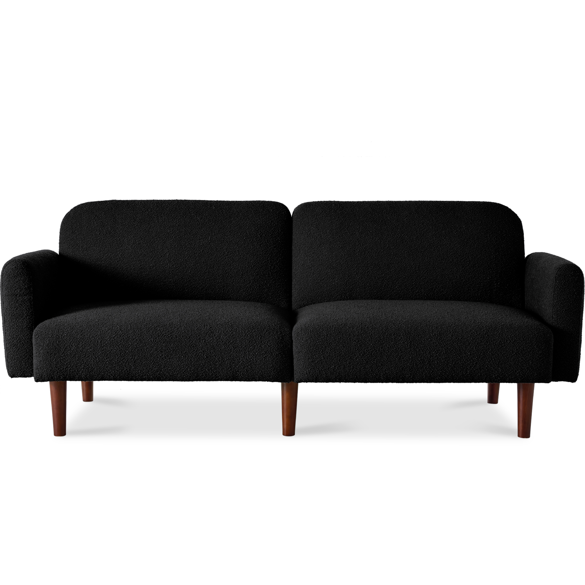 Curved Convertible Futon, Boucle Fabric Split-Back Sleeper Bed - Midnight Black - Best Choice Products Online