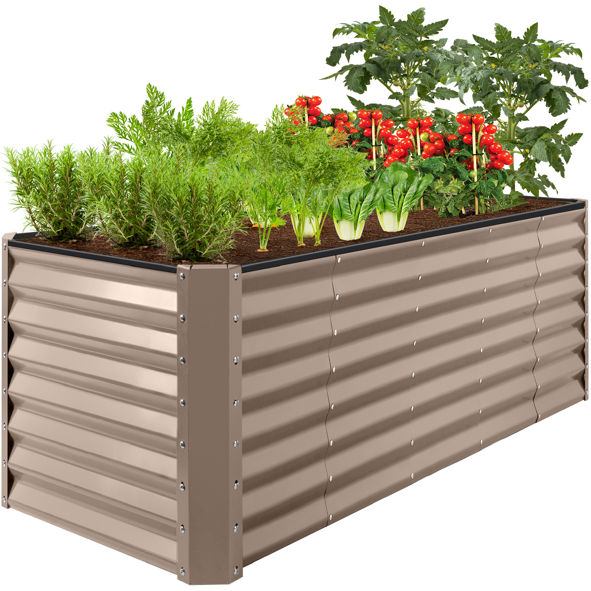 8x2x2ft Raised Metal Outdoor Garden Bed, Planter Box for Flowers, Vegetables, Herbs - Taupe - Best Choice Products Online