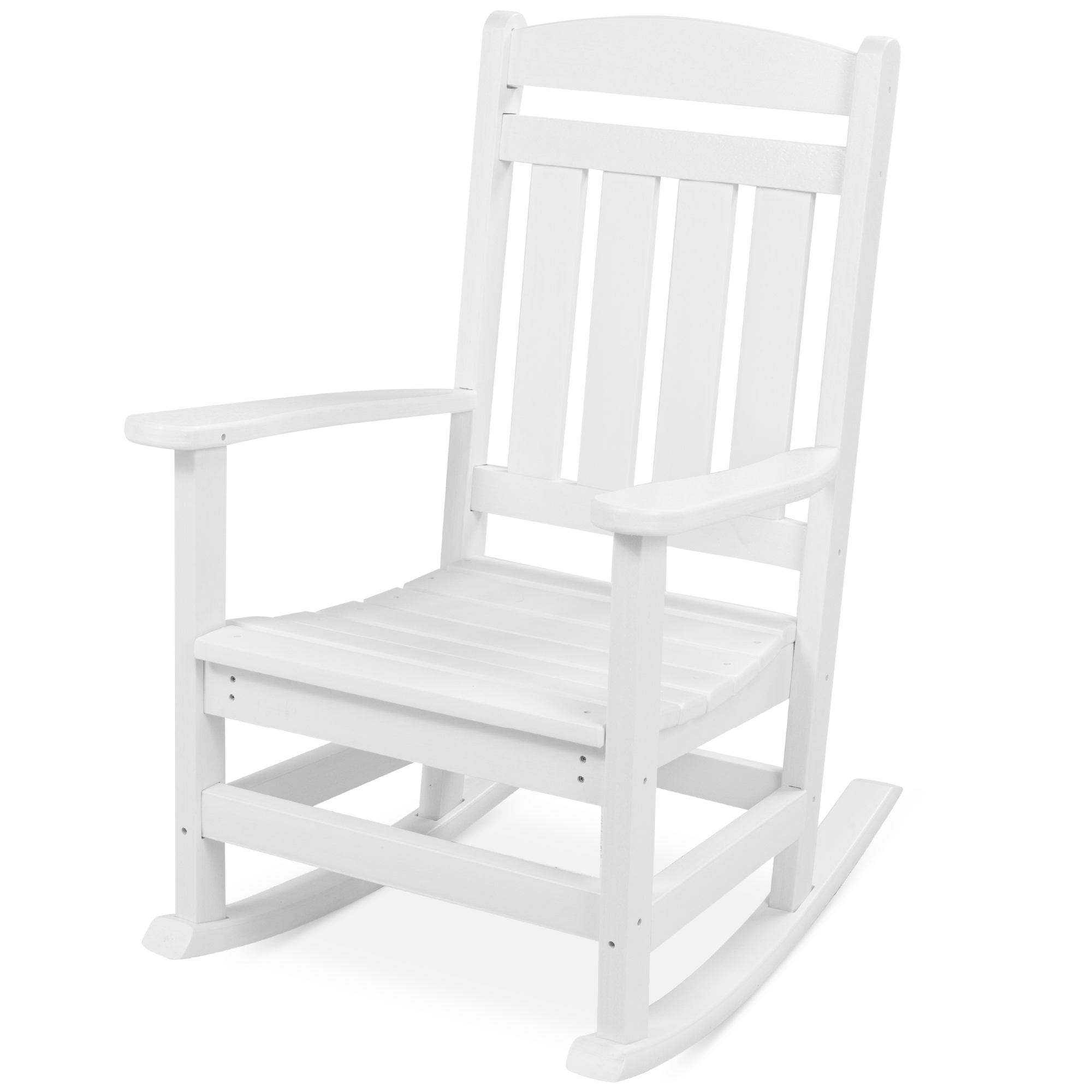 All-Weather Rocking Chair, Indoor Outdoor HDPE Porch Rocker w/ 300lb Weight Capacity - White | Best Choice Products Online