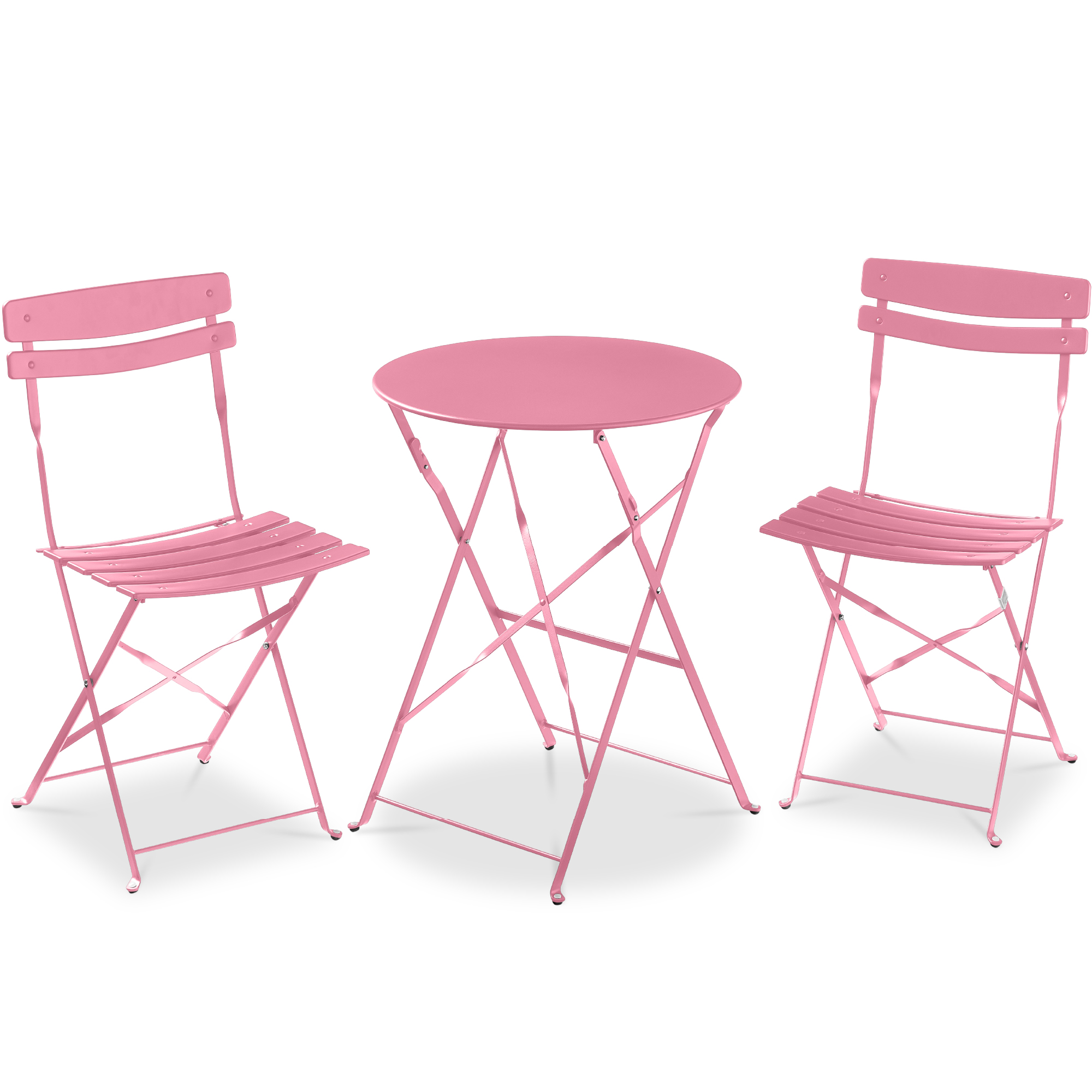 3-Piece Bistro Set, Folding Patio Furniture w/ 2 Chairs & Table - Pink - Best Choice Products Online
