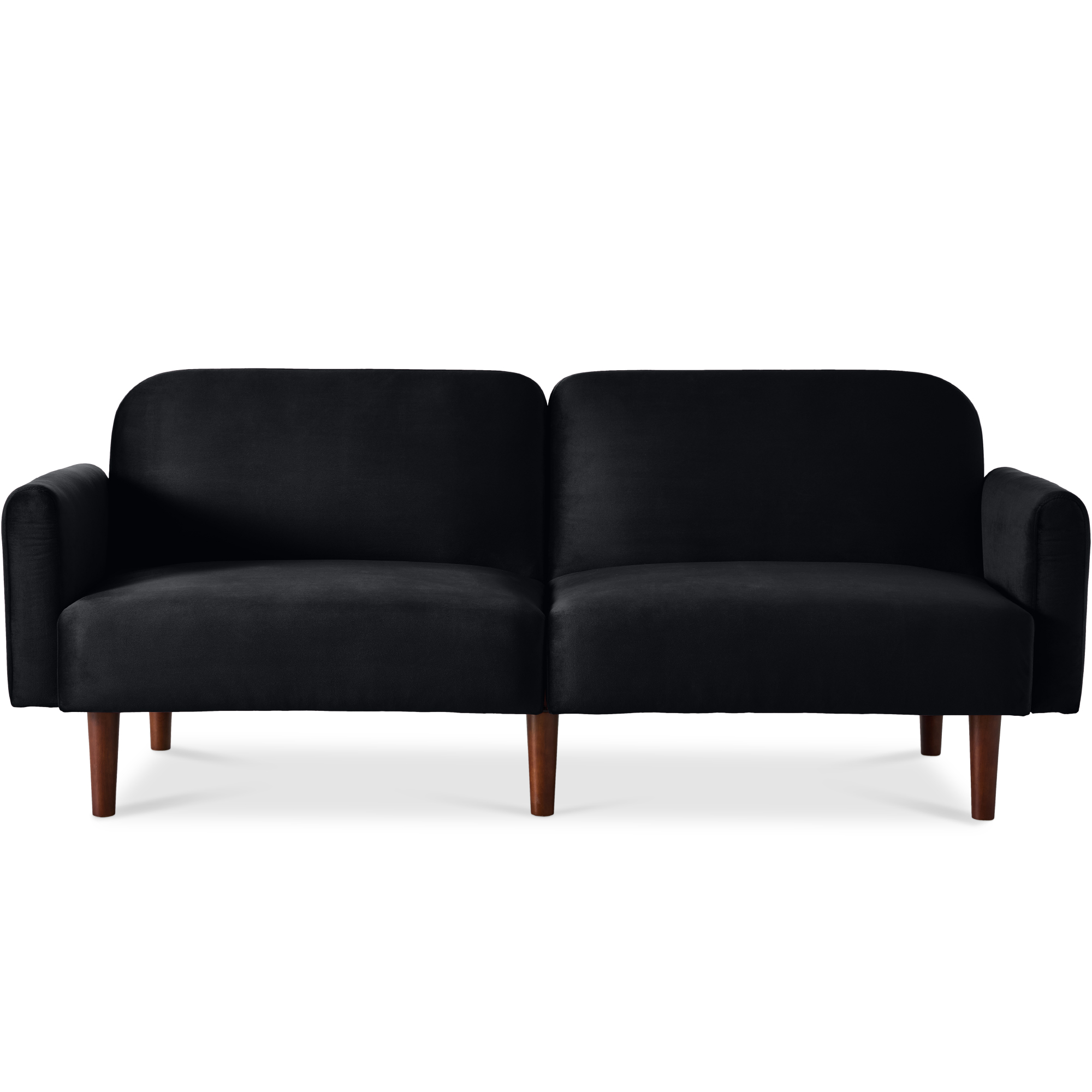 Curved Convertible Futon, Velvet Fabric Split-Back Sleeper Bed - Onyx Black - Best Choice Products Online