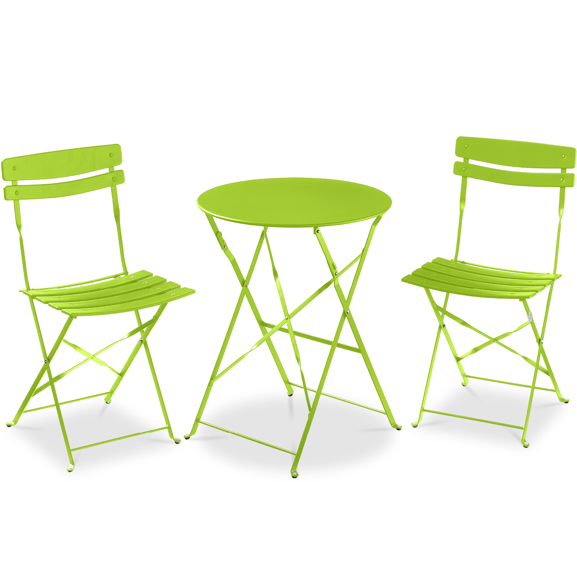 3-Piece Bistro Set, Folding Patio Furniture w/ 2 Chairs & Table - Lime Green - Best Choice Products Online