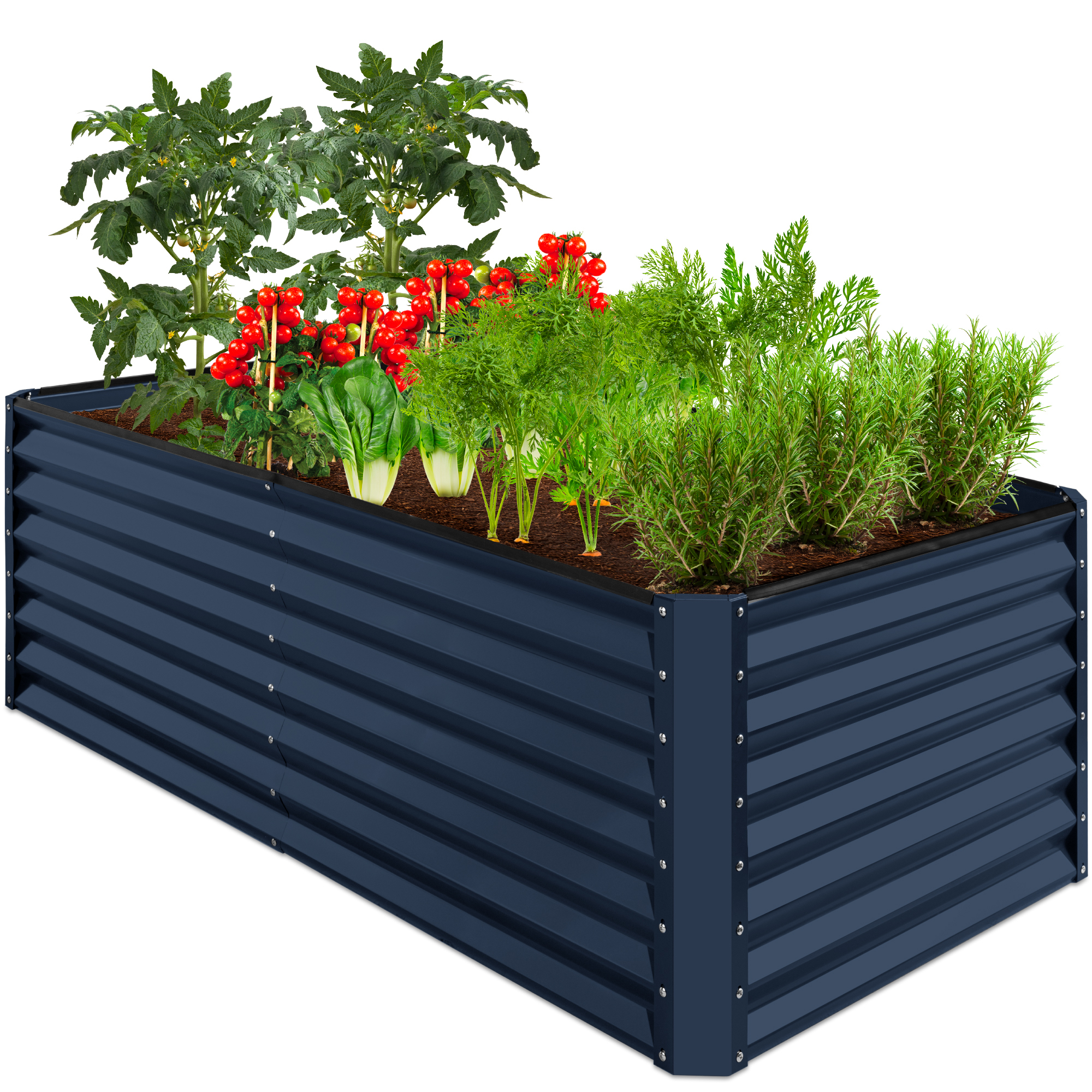 Raised Garden Bed 6x3x2ft, Outdoor Metal Planter Box For Vegetables, Flowers, Herbs, Succulents - Navy - Best Choice Products Online