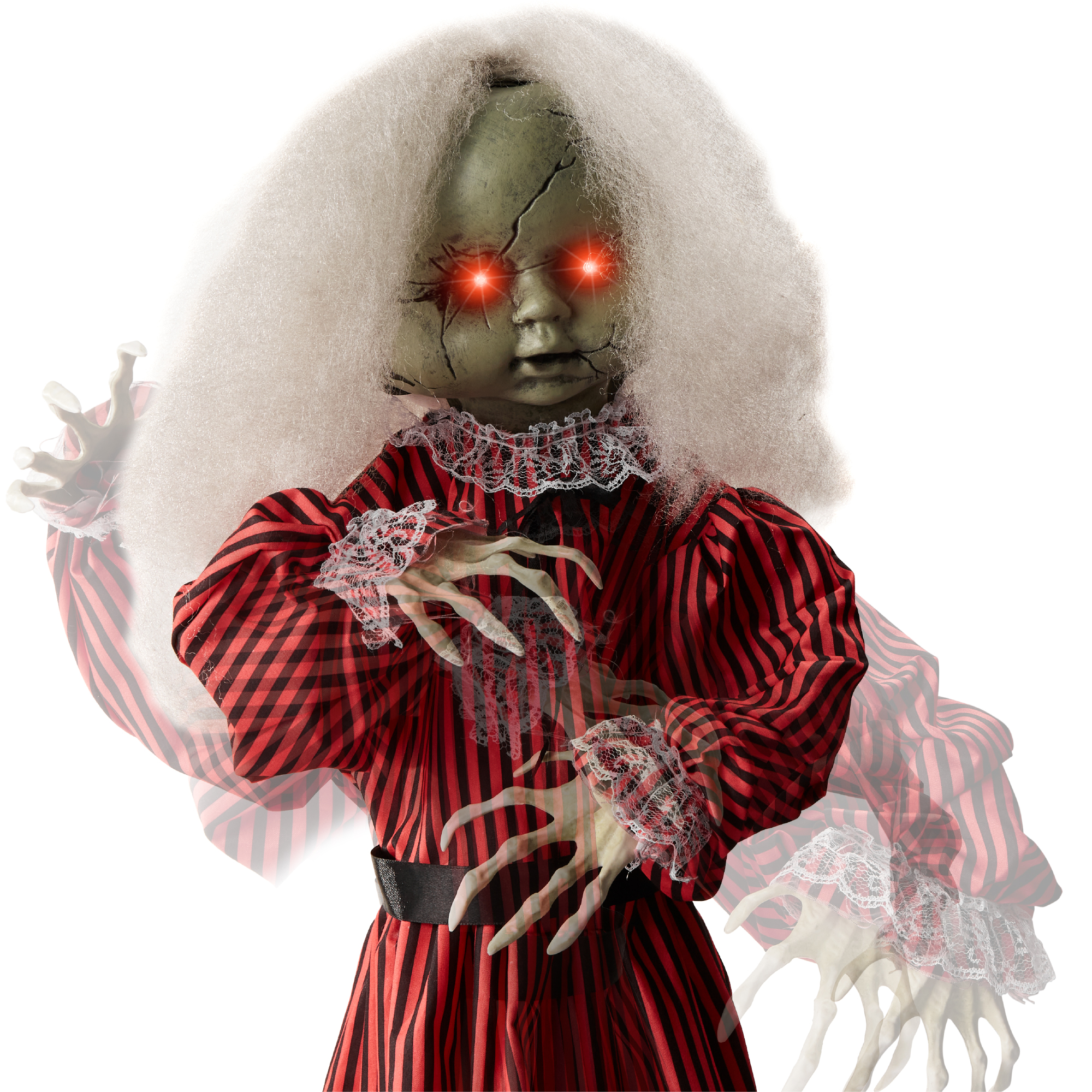 Haunted Holly Halloween Roaming Doll Animatronic w/ Scary Sounds & Phrases, LED Eyes, Sound & Motion Activated - 24.5in - Best Choice Products Online