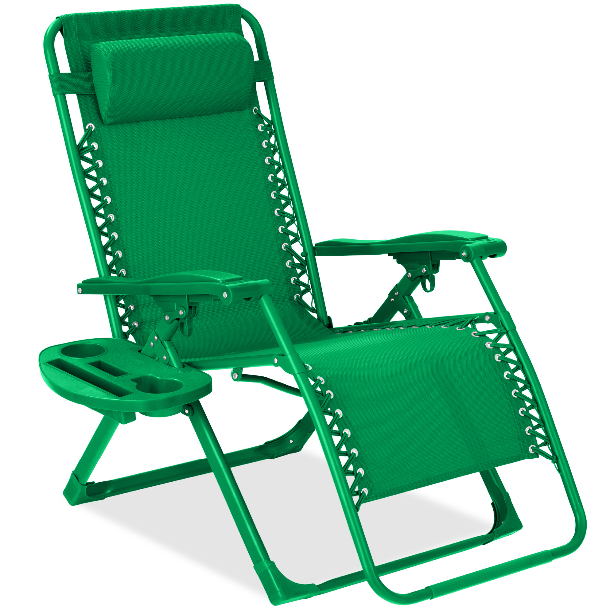 Zero Gravity Chair, Folding Patio Recliner w/ Side Tray, Headrest - Basil - Best Choice Products Online