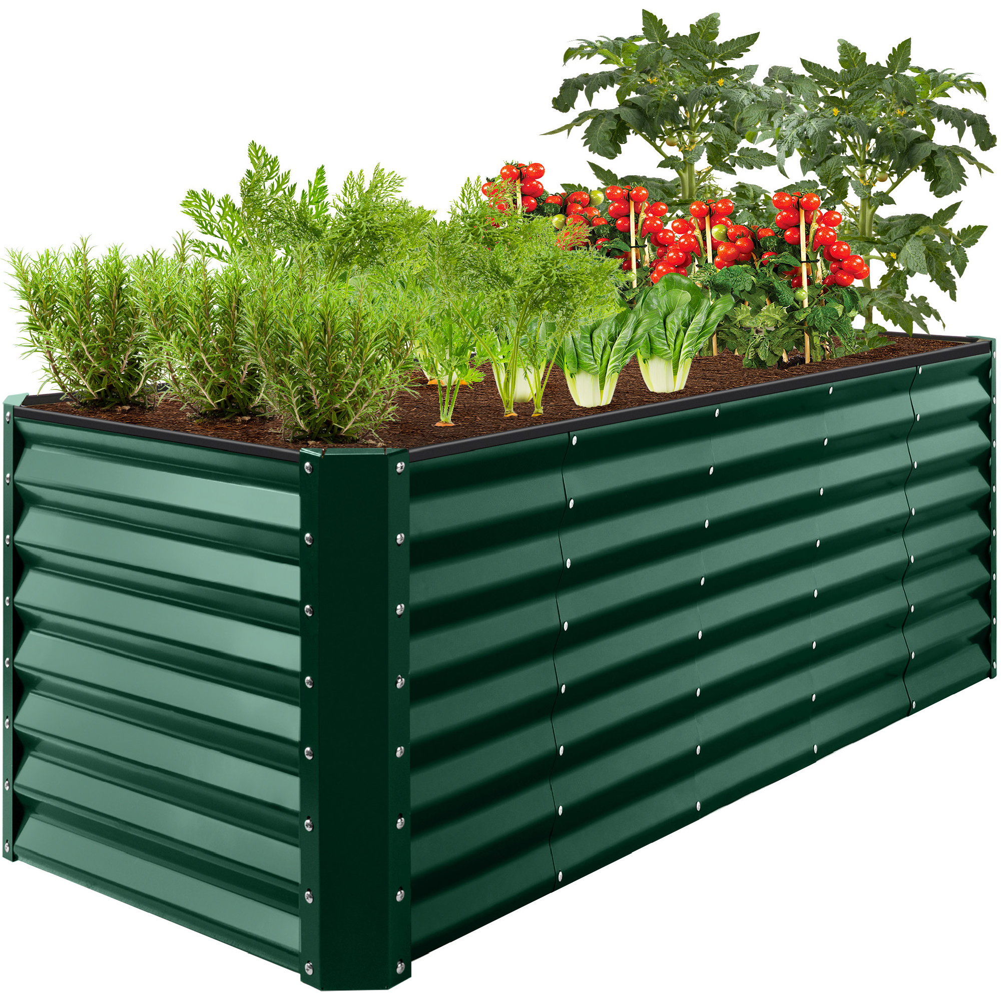 8x2x2ft Raised Metal Outdoor Garden Bed, Planter Box for Flowers, Vegetables, Herbs - Dark Green - Best Choice Products Online
