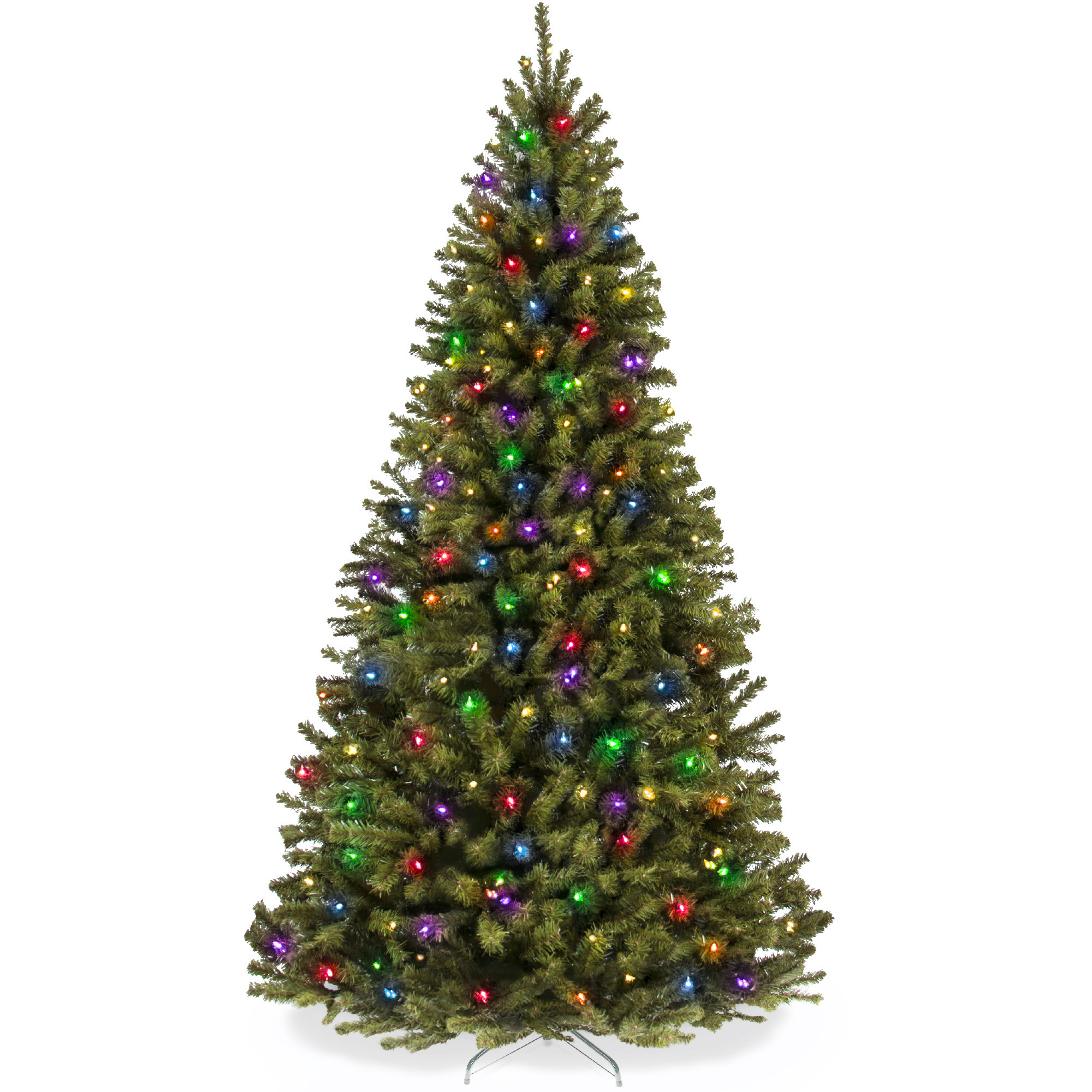 9ft Pre-Lit Spruce Hinged Artificial Christmas Tree w/ 900 LED Multicolored Lights, Foldable Stand - Best Choice Products Online