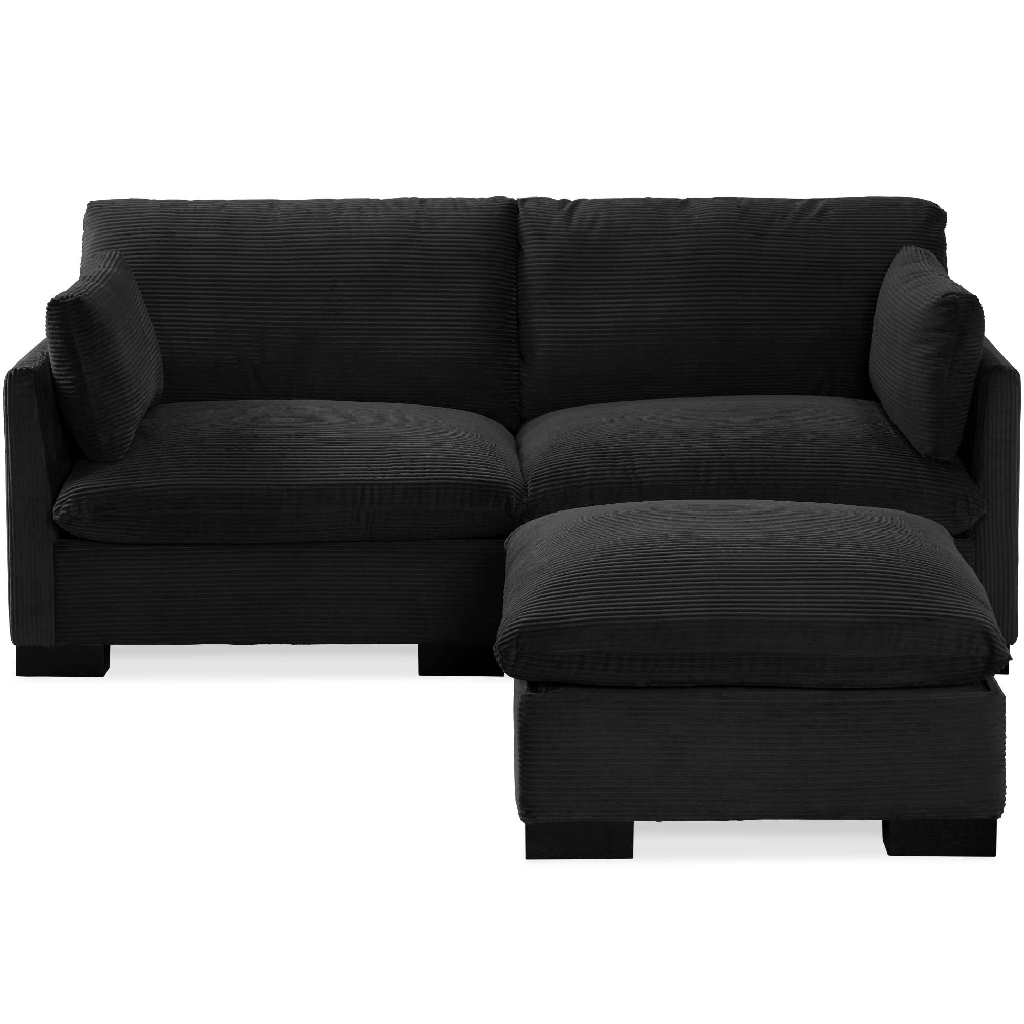82in Modular Sectional Pillowtop Sofa w/ Ottoman & Storage - Black - Best Choice Products Online