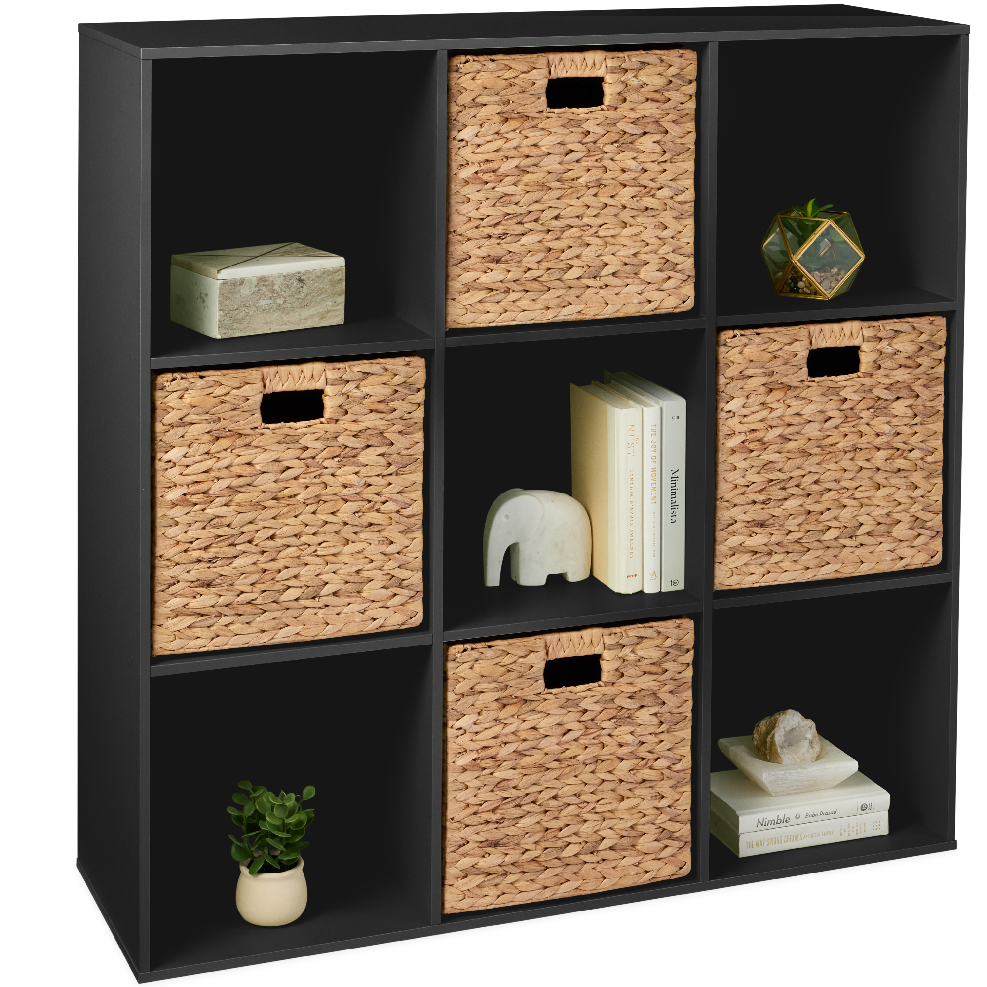 9-Cube Bookshelf, Display Storage System, Organizer w/ Removable Back Panels - Black - Best Choice Products Online