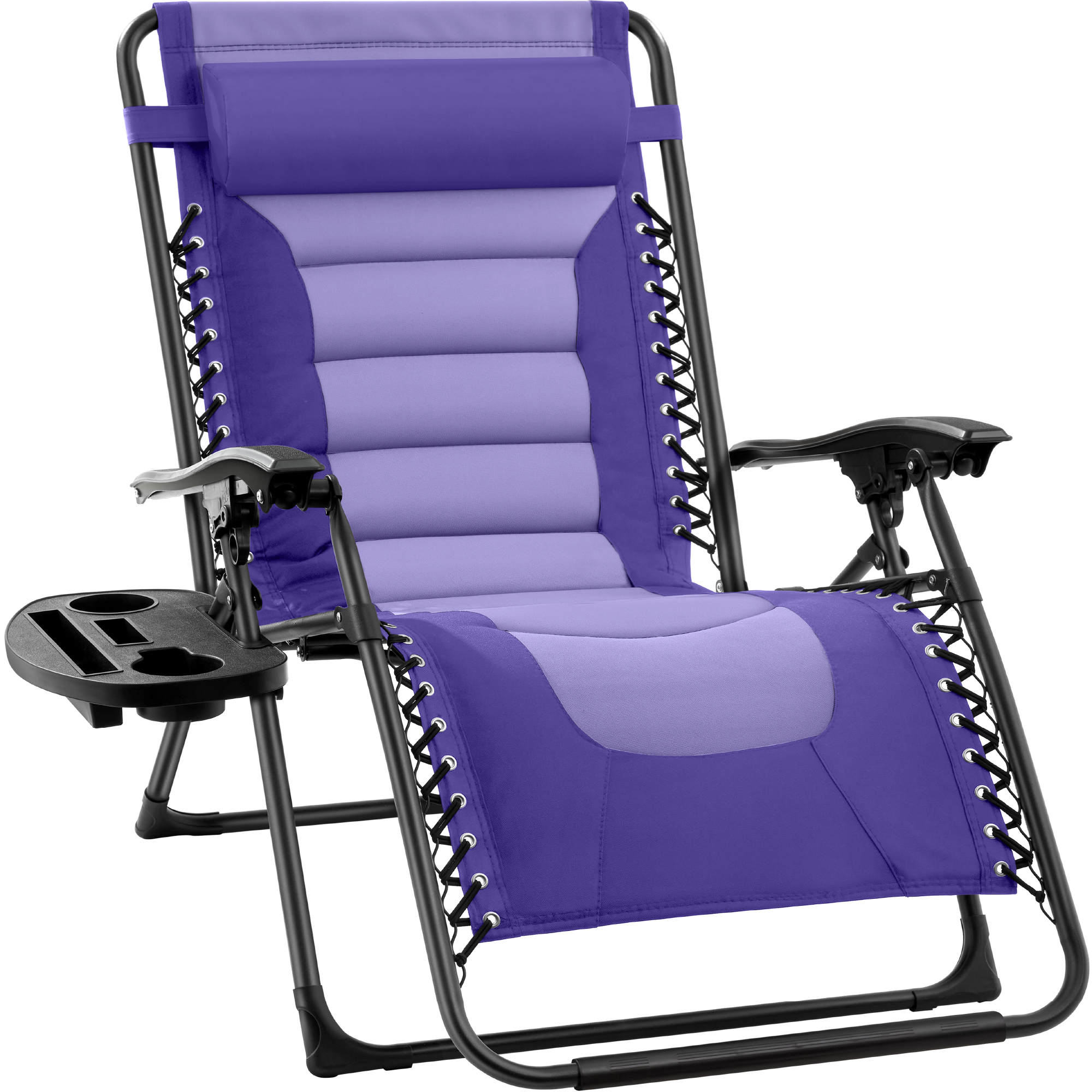 Oversized Padded Zero Gravity Chair, Folding Outdoor Patio Recliner w/ Side Tray - Purple/Violet - Best Choice Products Online
