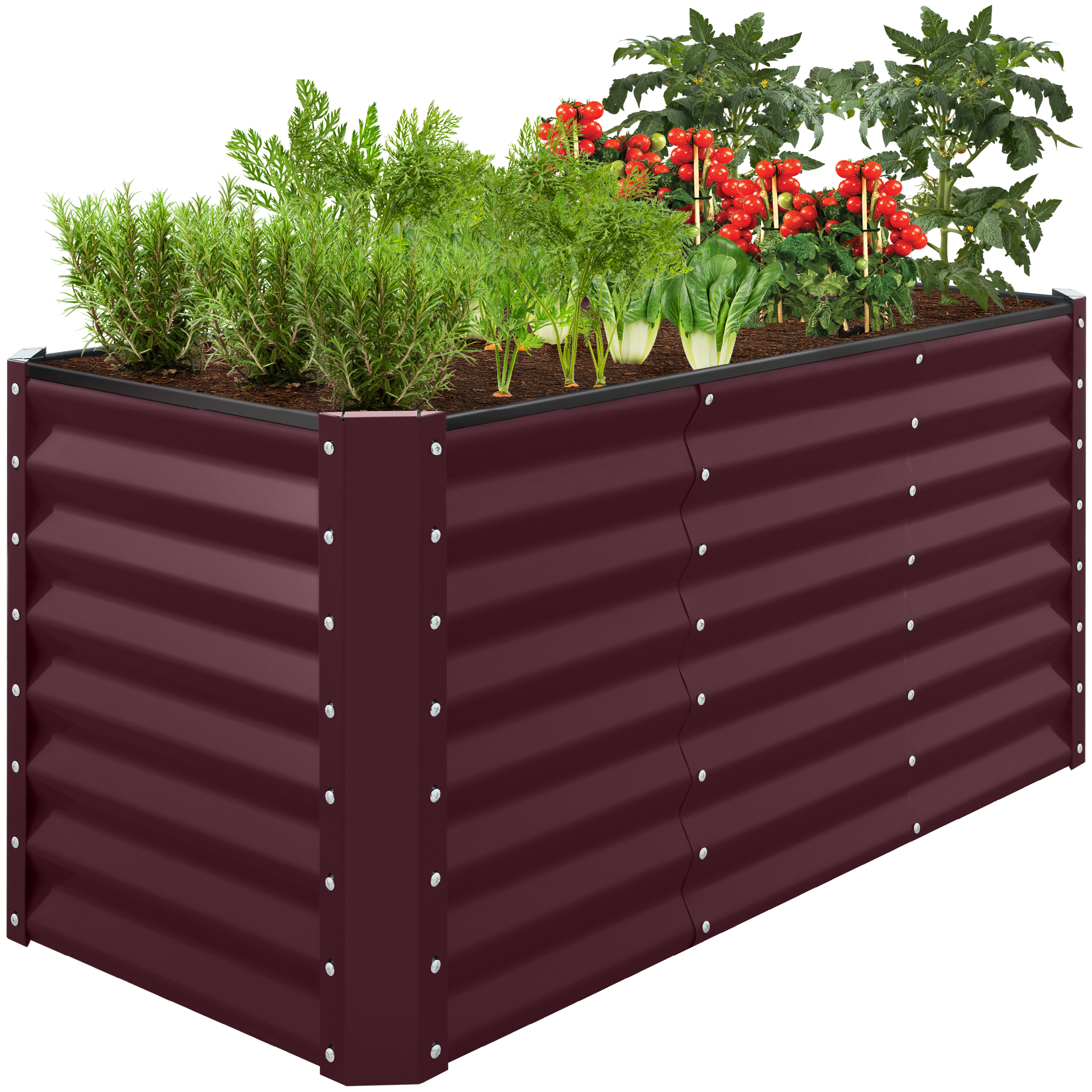 4x2x2ft Outdoor Metal Raised Garden Bed, Planter Box for Vegetables, Flowers, Herbs - Burgundy - Best Choice Products Online