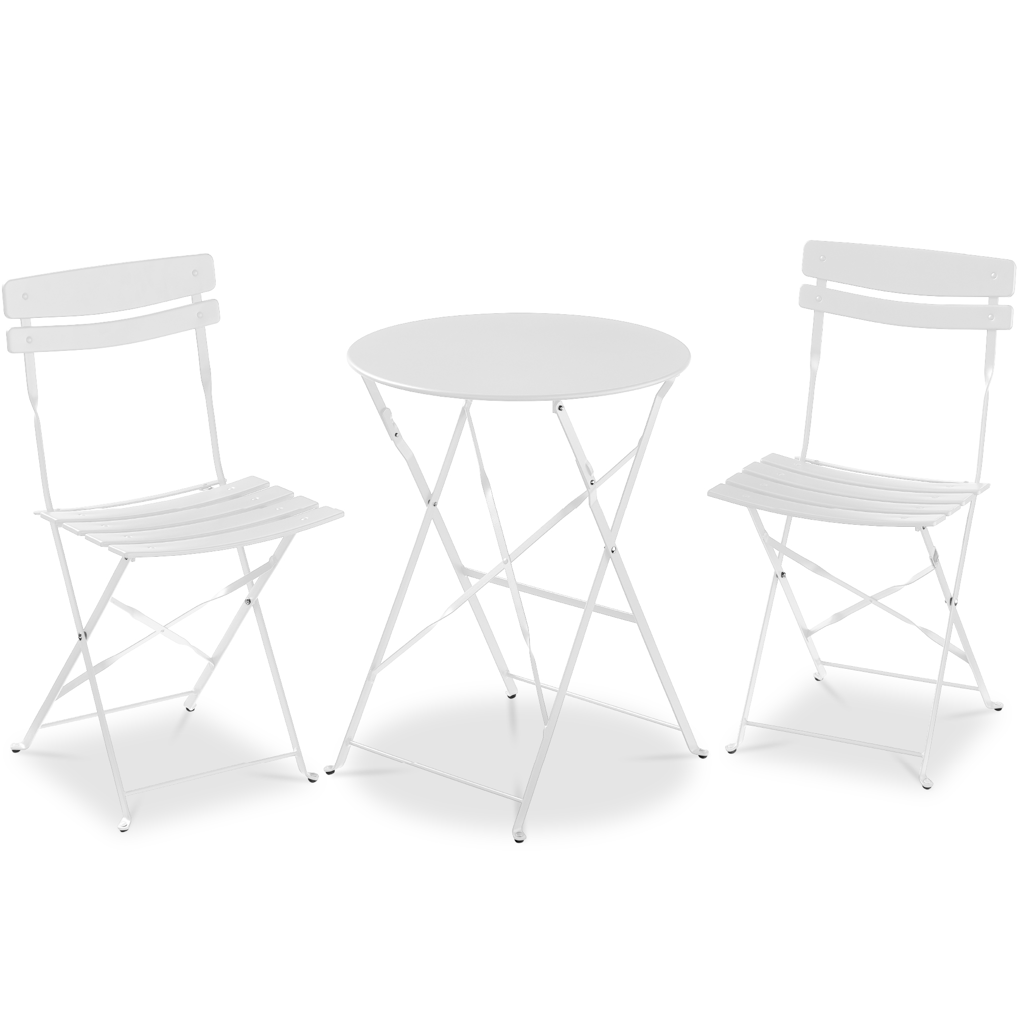 3-Piece Bistro Set, Folding Patio Furniture w/ 2 Chairs & Table - White - Best Choice Products Online