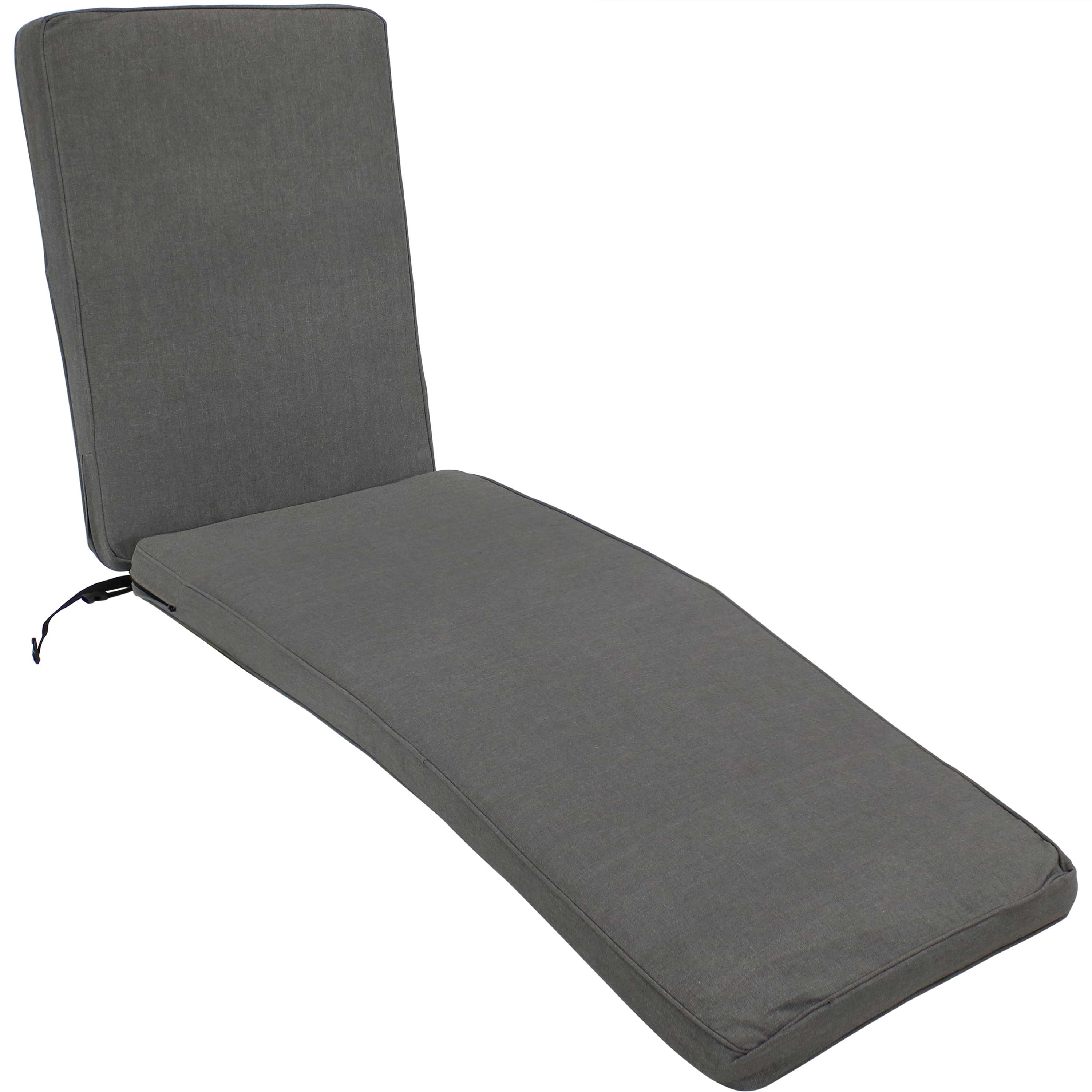 Sunnydaze Outdoor Patio Chaise Lounge Cushion - 72- x 21-Inch - Gray