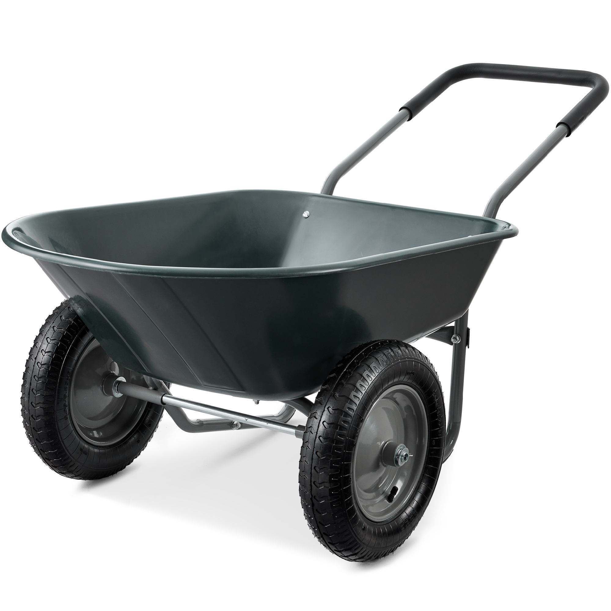 Dual-Wheel Home Wheelbarrow Yard Garden Cart for Lawn, Construction - Dark Gray - Best Choice Products Online